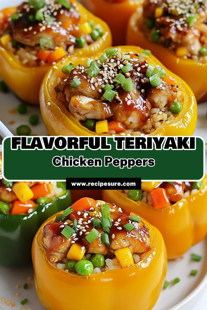 Looking for a delicious and healthy dinner option? Try these Teriyaki Chicken Stuffed Peppers! This easy teriyaki chicken recipe features juicy chicken thighs, fragrant jasmine rice, and colorful veggies all wrapped in vibrant bell peppers. Perfect for a flavorful chicken dinner recipe that is both nutritious and satisfying. Save this stuffed bell pepper recipe for your next meal prep and impress your family! #StuffedPeppers #HealthyDinner #ChickenRecipe #TeriyakiChicken