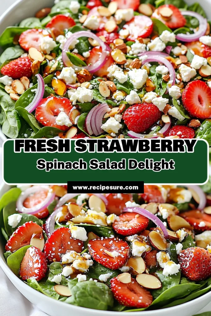Discover a refreshing Strawberry Spinach Salad perfect for summer! This vibrant salad features fresh spinach, juicy strawberries, and creamy feta, all drizzled with a homemade Poppy Seed Dressing Recipe that adds a sweet twist. It’s a delightful mix of flavors and is great for healthy salad recipes. Take a bite of this delicious, nutritious dish today! Try it and elevate your summer salad ideas. Save this recipe for later! #HealthySalad #SummerSalad #FreshSpinachSalad #PoppySeedDressing