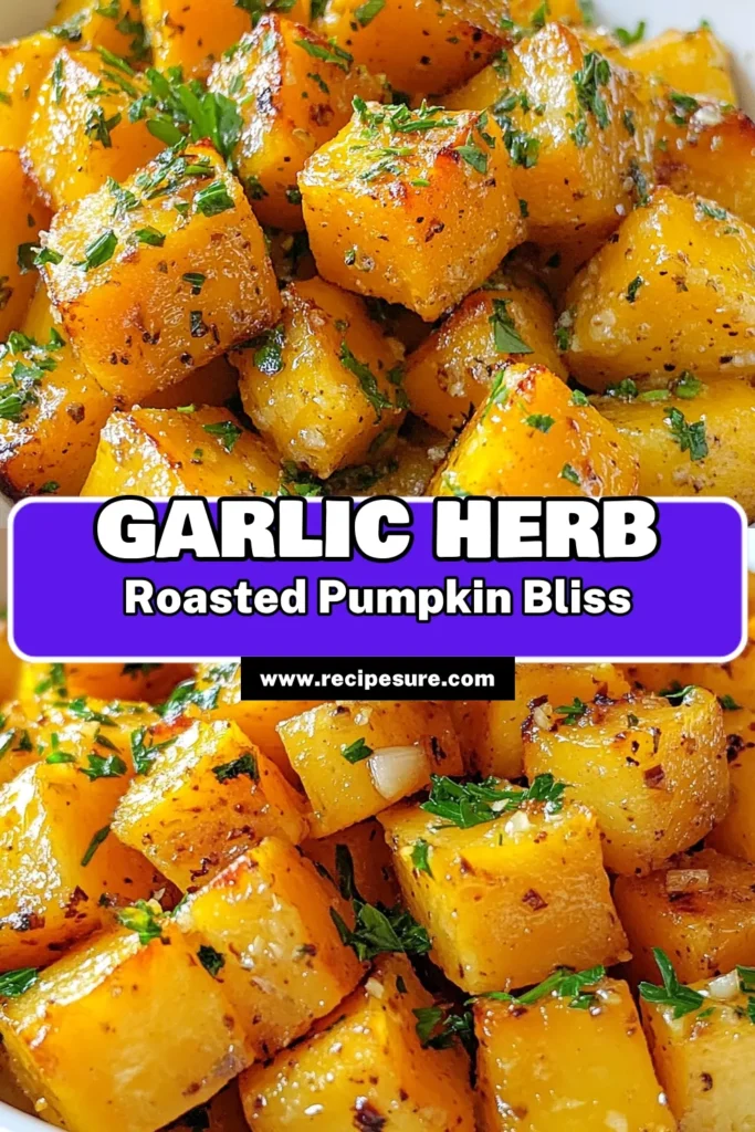 Elevate your meals with this delicious Garlic Herb Roasted Pumpkin recipe! Perfect as a pumpkin side dish, this roasted pumpkin recipe combines garlic and herbs for a healthy pumpkin delight. Serve this Garlic Pumpkin Medley at your next gathering to impress family and friends. Easy to make in just 45 minutes, it’s a must-try for your fall menu! Save this recipe now! #PumpkinRecipes #HealthyCooking #GarlicHerb #RoastedPumpkin