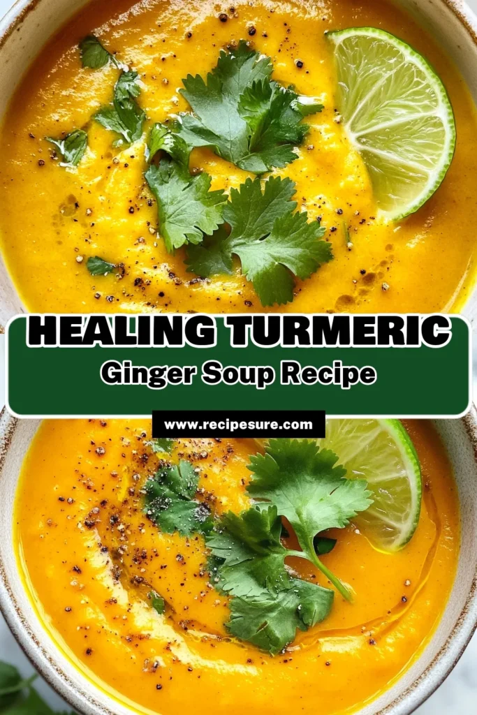 Discover the vibrant flavors of Turmeric Ginger Carrot Soup, a Healthy Carrot Soup Recipe that’s perfect for any season! This Vegan Turmeric Soup combines nutritious carrots, ginger, and creamy coconut milk for a comforting meal. Easy to make with an immersion blender, it’s the ultimate Coconut Milk Carrot Soup. Get cozy with this delicious recipe and save for later! #TurmericSoup #VeganRecipes #HealthyEating #CarrotSoup
