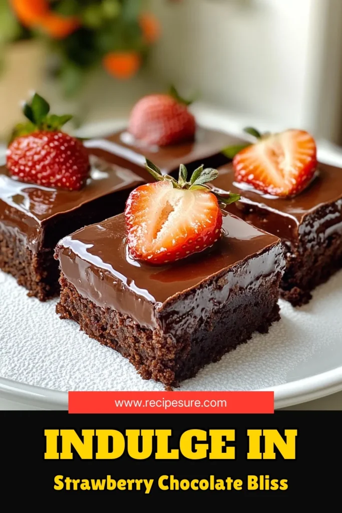 Indulge in these delicious chocolate covered strawberry brownies! This easy brownie recipe combines rich chocolate flavor with fresh strawberries for a delightful chocolate strawberry dessert. Perfect for all occasions, this strawberry brownie recipe is sure to impress your family and friends. Try making these brownies with strawberries today—perfect for parties or just a sweet treat! Save this recipe! #ChocolateCoveredStrawberryBrownies #BrowniesWithStrawberries #ChocolateStrawberryDessert #EasyBrownieRecipes
