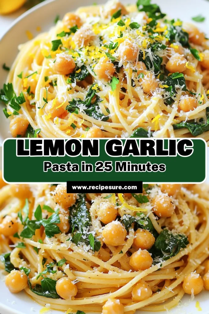 Discover the deliciousness of lemon garlic chickpea pasta! This quick lemon pasta recipe combines whole wheat pasta with protein-packed chickpeas and fresh spinach for a satisfying vegetarian meal. Perfect for busy weeknights, this healthy pasta recipe is both nutritious and flavorful. Try this simple recipe today and elevate your whole wheat pasta dishes. Save for later and enjoy a healthy twist on pasta! #ChickpeaPasta #HealthyRecipes #Vegetarian #WholeWheatPasta