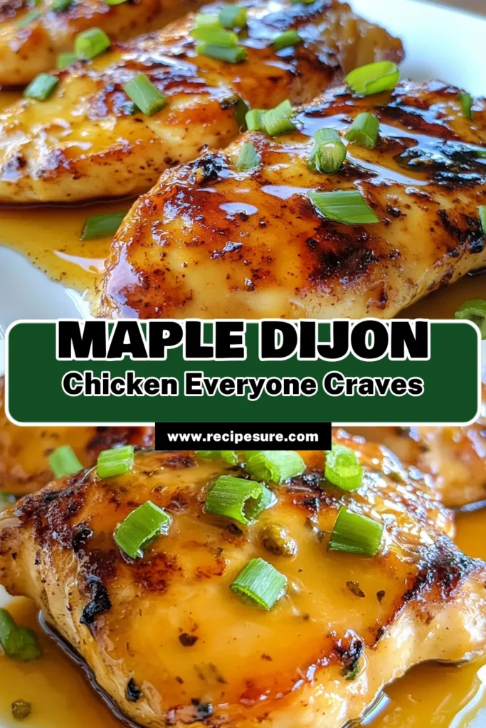 Looking for a delightful Maple Dijon chicken recipe? This easy chicken dinner is perfect for busy weeknights! Enjoy the flavors of baked chicken with maple syrup, combined with a healthy chicken marinade for a savory chicken dish that your family will love. Follow this simple recipe for juicy, tender chicken breasts coated in a rich, sweet sauce. Don't forget to save this recipe for your next meal! #ChickenDinner #MapleDijon #HealthyEating #EasyRecipes