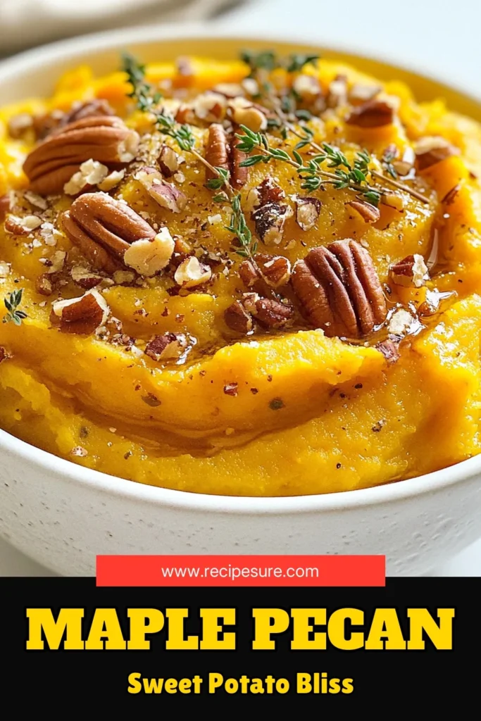 Elevate your holiday table with this delicious Maple Pecan Sweet Potato Mash. This vegan sweet potato mash is not only healthy but also packed with flavor, making it the perfect addition to your list of sweet potato recipes and holiday side dish recipes. With creamy sweet potatoes, crunchy pecans, and a hint of maple sweetness, it's sure to impress. Save this recipe to create a delightful twist on a classic favorite! #SweetPotatoRecipes #VeganRecipes #HolidaySideDishes #HealthyEating