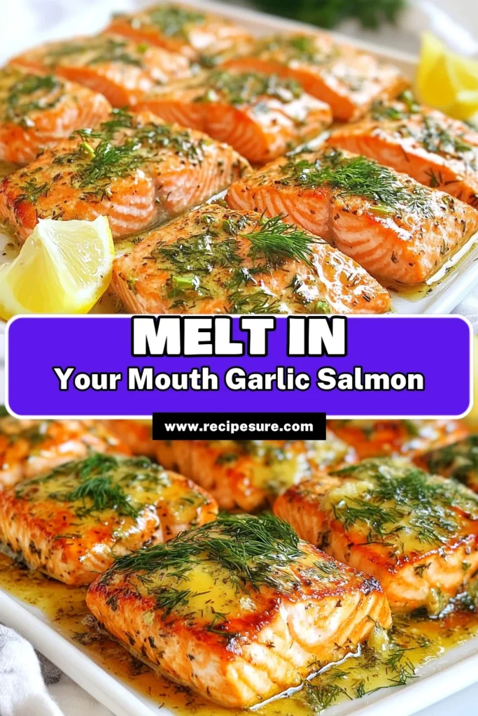 Discover the deliciousness of garlic butter herb salmon with this easy salmon recipe! Perfectly baked, these lemon garlic salmon fillets are brimming with flavor from fresh herbs and a buttery garlic sauce. In just 25 minutes, you can create an herb-infused salmon dish that’s sure to impress. Save this recipe for a simple yet elegant meal! #GarlicButterHerbSalmon #EasySalmonRecipe #BakedSalmonWithGarlic #HerbInfusedSalmonDish