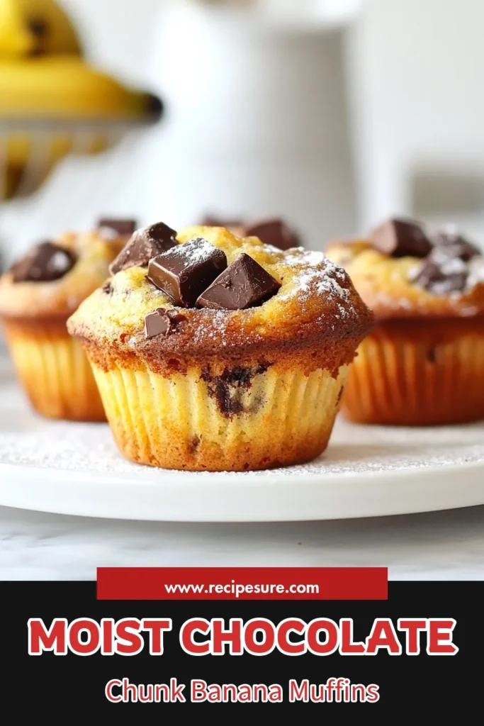 Indulge in these delightful chocolate chunk banana muffins! This easy banana muffin recipe creates moist banana chocolate muffins that are sure to please your taste buds. Packed with healthy ingredients, these banana walnut muffins are a great snack idea. Perfect for breakfast or dessert, you'll love how simple they are to make. Save this recipe for delicious, healthy banana muffins with chocolate today! #ChocolateChunkBananaMuffins #BananaMuffinRecipe #HealthyBaking #MuffinLovers