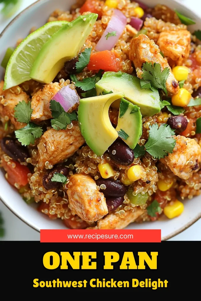 Looking for a delicious and healthy one-pan dinner? Try this Southwest Chicken Quinoa Skillet! Packed with flavor and quick to prepare, this quinoa skillet recipe features tender chicken, black beans, and fresh corn. It’s a standout among healthy chicken recipes, perfect for busy weeknights. Plus, it's an easy way to make a delectable Southwest Chicken Quesadilla when you have leftovers! Save this recipe for a quick quinoa meal tonight! #HealthyChickenRecipes #QuinoaSkilletRecipe #OnePanChickenDinner #QuickQuinoaMeal