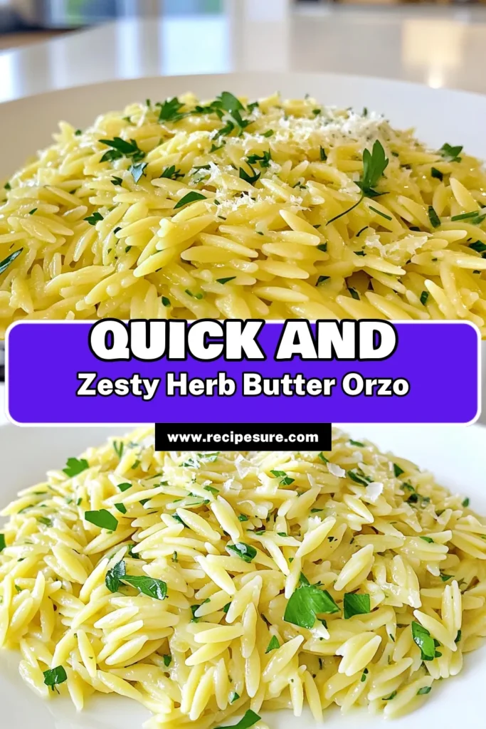 Whip up a delicious Minute Herb Butter Orzo in just 15 minutes! This simple recipe combines tender orzo pasta with a rich garlic butter sauce, zesty lemon, and fresh herbs for a tasty side dish or main course. Perfect for busy weeknights, it's packed with flavor and can be customized with your favorite cheese. Click to discover the full recipe and elevate your dinner tonight! #HerbButterOrzo #QuickRecipes #PastaLovers #EasyMeals