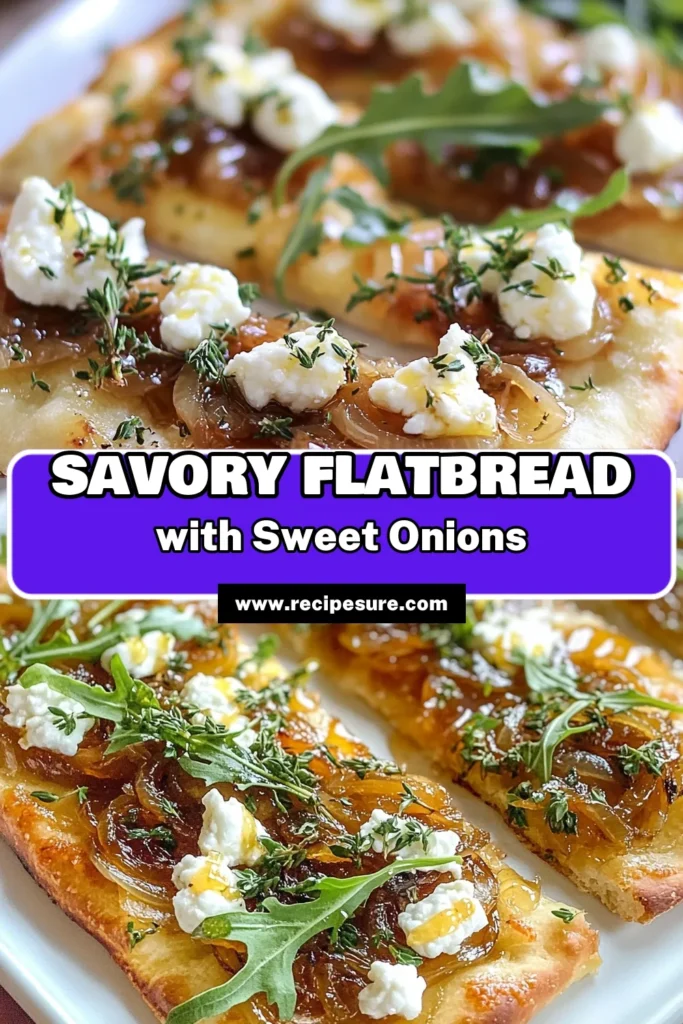 Discover the deliciousness of this caramelized onion flatbread topped with creamy goat cheese! This easy flatbread appetizer features a simple balsamic onion recipe and fresh arugula flatbread toppings for a delightful flavor combination. Perfect for gatherings or a cozy night in, try this goat cheese flatbread recipe that is guaranteed to impress. Save and share this recipe for your next get-together! #FlatbreadAppetizers #GoatCheeseRecipes #EasyAppetizers #CaramelizedOnionFlatbread
