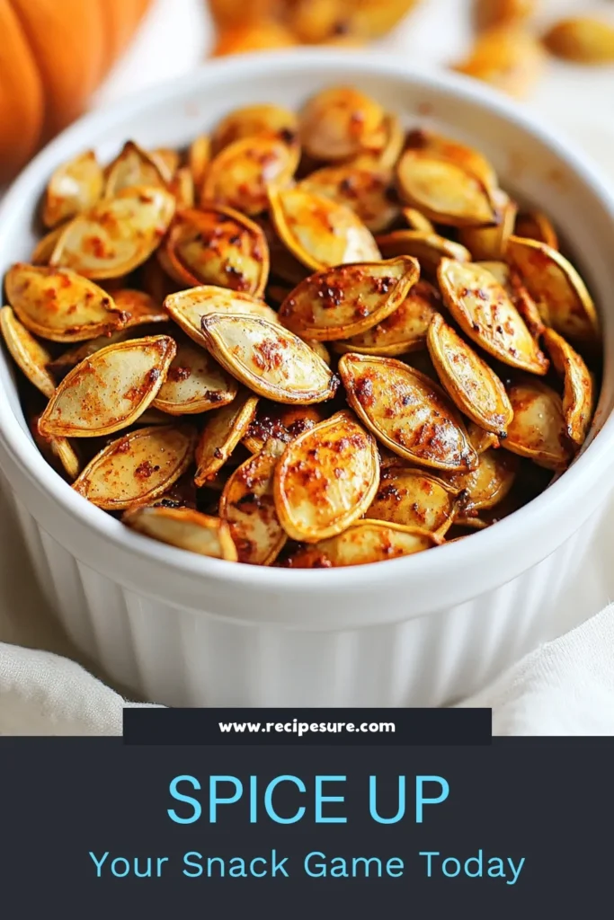 Discover how to make delicious spicy roasted pumpkin seeds with this easy toasted pepitas recipe! Packed with flavor and a perfect healthy snack, these cayenne pepper pumpkin seeds will satisfy your cravings. Simply combine raw pumpkin seeds with olive oil, spices, and a touch of maple syrup for a crunchy treat. Ideal for snacking or as a salad topper. Save this recipe for your next healthy snack ideas! #SpicyRoastedPumpkinSeeds #HealthySnackRecipes #PumpkinSeedSnacks #CayennePepperPumpkinSeeds