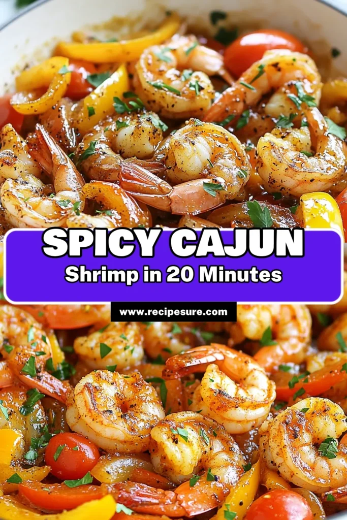 Looking for a delicious and easy seafood recipe? Try this Spicy Cajun shrimp skillet! This quick shrimp dinner features succulent shrimp tossed in Cajun seasoning, sautéed with colorful veggies, and ready in just 20 minutes. Perfect for busy weeknights, this spicy Cajun shrimp recipe is sure to impress. Don’t forget to pin it for later and enjoy the flavors of the South! #CajunShrimpSkillet #QuickDinner #SeafoodRecipes #ShrimpWithCajunSeasoning