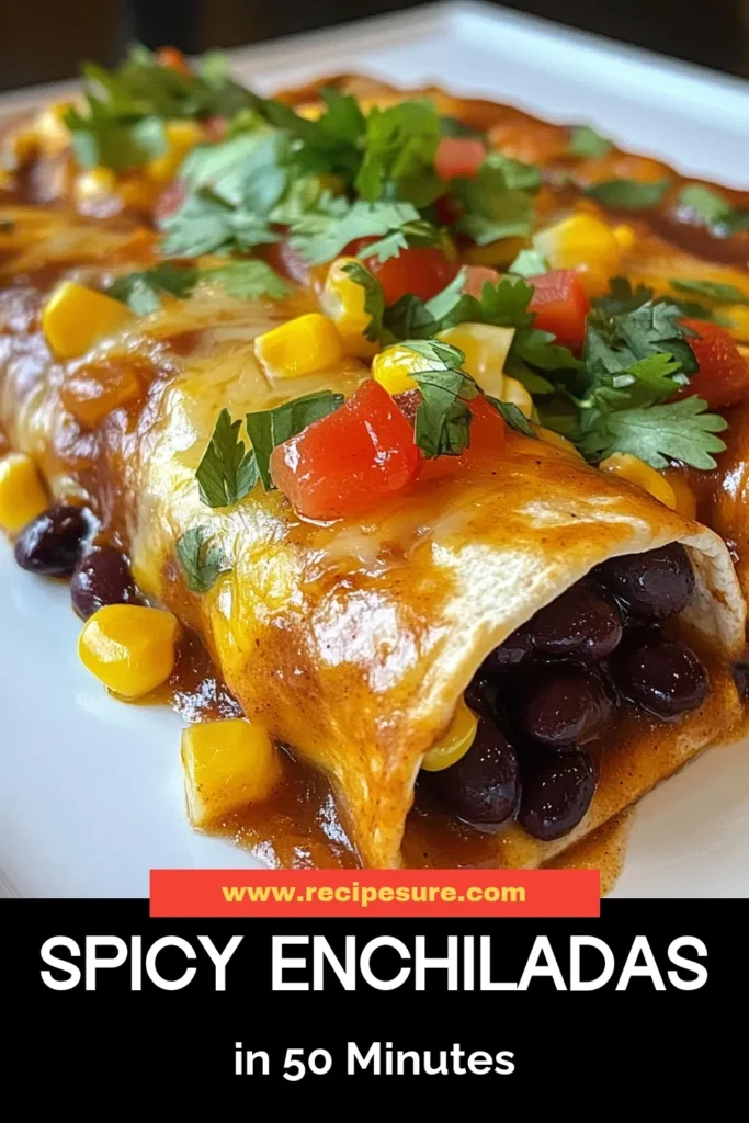 Looking for a delicious and healthy dinner? Try these spicy black bean enchiladas! This vegetarian enchiladas recipe is easy to make and packed with flavor. Use corn tortillas and enjoy a wholesome meal that your family will love. Perfect for a quick weeknight dinner, these easy black bean enchiladas are sure to impress. Save this recipe for a delightful healthy enchiladas dinner! #SpicyBlackBeanEnchiladas #VegetarianEnchiladas #EasyBlackBeanRecipe #HealthyDinner