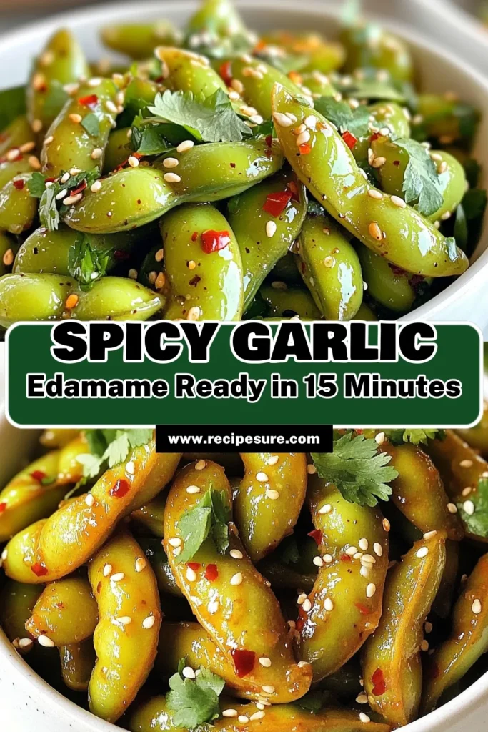 Looking for a tasty and healthy snack? Try this spicy garlic edamame recipe! Packed with flavor, it's an easy vegan spicy edamame dish that makes a perfect quick edamame side dish. With just a few simple ingredients, you can whip up these delicious garlic edamame snacks in under 15 minutes. Save this recipe for your next gathering or cozy night in! #SpicyGarlicEdamame #HealthySnacks #VeganRecipes #QuickSideDishes