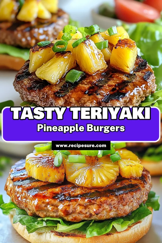 Discover an irresistible Teriyaki turkey burger recipe with these pineapple turkey burger patties! This simple and healthy turkey burger recipe combines ground turkey with sweet pineapple and savory teriyaki sauce for a flavor-packed grill experience. Perfect for summer BBQs, these grilled turkey burgers are sure to impress! Try this easy ground turkey recipe and elevate your burger game today! Save and explore more with #TeriyakiTurkeyBurger #HealthyEating #PineappleBurger #GrillRecipes.