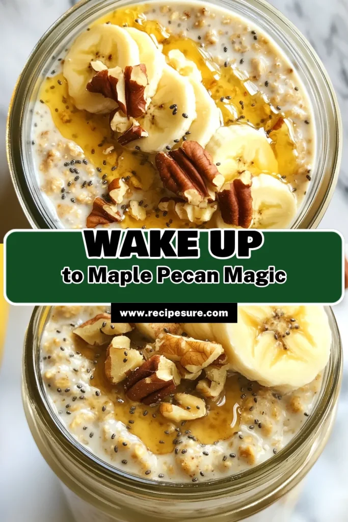 Start your day with delicious Maple Pecan Overnight Oats! This healthy overnight oats recipe combines rolled oats, almond milk, and crunchy pecans for a satisfying, no-cook breakfast idea. Perfect for busy mornings, these quick breakfast recipes can be prepped in just 10 minutes. Enjoy with fresh fruit toppings for an extra treat! Try this easy recipe today and embrace a nutritious morning routine. Save for later! #OvernightOats #HealthyRecipe #BreakfastIdeas #MaplePecanOats