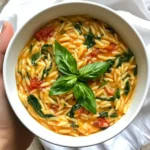 To make Creamy Tomato Spinach Orzo, you’ll need: - 1 cup orzo pasta - 2 cups vegetable broth - 1 cup canned diced tomatoes (with juices) - 2 cups fresh spinach, roughly chopped - 1/2 cup heavy cream (or coconut cream for a vegan option) - 1 tablespoon olive oil - 1 clove garlic, minced - 1 teaspoon Italian seasoning - Salt and pepper to taste - Fresh basil leaves for garnish Every ingredient plays a big role in flavor. If you can’t find orzo, try any small pasta. You can swap vegetable broth with chicken broth for a different taste. Canned diced tomatoes bring a nice acidity. If fresh spinach isn’t available, you can use frozen spinach. Just thaw and drain it well. For a vegan option, coconut cream works great to keep the dish creamy. This dish is not just tasty; it also packs nutrition. One serving (about 1 cup) has roughly: - Calories: 300 - Protein: 8g - Carbs: 45g - Fat: 12g - Fiber: 2g This dish can give you a good energy boost. Adjust the cream to reduce calories if that's a goal. The added spinach gives vitamins and minerals. {{ingredient_image_1}} Start by heating 1 tablespoon of olive oil in a medium pot over medium heat. Once the oil is warm, add 1 clove of minced garlic. Sauté the garlic for about 1 minute until it smells great. Next, pour in 1 cup of orzo pasta. Stir it for 1-2 minutes until the orzo is slightly toasted. This step adds a nice flavor. Now, add 2 cups of vegetable broth and 1 cup of canned diced tomatoes with their juices. Bring this mix to a gentle boil. After that, lower the heat and let it simmer for about 10 minutes. Stir the pot occasionally. The orzo will soak up most of the liquid and become tender. Once the orzo is cooked, add 2 cups of roughly chopped fresh spinach. Cook for another 2-3 minutes until the spinach wilts down. This adds color and nutrients to your dish. Then, slowly stir in 1/2 cup of heavy cream or coconut cream if you prefer a vegan option. Mix in 1 teaspoon of Italian seasoning, and season with salt and pepper to taste. This blend creates a creamy and flavorful base. After mixing everything together, remove the pot from heat. Let it sit for a minute to thicken slightly. This helps the flavors meld nicely. To serve, dish out the creamy tomato spinach orzo into bowls. Garnish with fresh basil leaves for a pop of flavor and color. Enjoy your meal hot, and watch everyone savor each bite! To make your creamy tomato spinach orzo extra smooth, start with heavy cream. If you want a vegan option, use coconut cream. This adds richness without dairy. Stir the cream in slowly after cooking your orzo. Let it sit for a minute to thicken up nicely. This step makes a big difference in texture. To boost flavor, add herbs and spices. Italian seasoning works wonders here. You can also try a pinch of red pepper flakes for heat. Fresh basil leaves add a nice touch on top. Don’t forget to taste and adjust salt and pepper. Each ingredient plays a role in making this dish delicious. Serve your creamy tomato spinach orzo hot. It pairs well with a crisp green salad. A slice of garlic bread complements the meal nicely. If you want protein, grilled chicken or shrimp are great additions. This dish is versatile and can fit any table setting, making it perfect for family dinners or casual gatherings. Pro Tips Perfectly Cooked Orzo: Stir the orzo frequently while it simmers to prevent sticking and ensure even cooking. Add More Flavor: Enhance the dish by adding a splash of balsamic vinegar or a pinch of red pepper flakes for extra depth. Vegan Creamy Option: Substitute the heavy cream with coconut cream to make this dish completely vegan while still keeping it rich and creamy. Fresh Herbs Boost: Consider garnishing with fresh herbs like parsley or oregano in addition to basil for a burst of freshness. {{image_2}} You can easily make this dish vegan. Swap the heavy cream for coconut cream. It adds a nice richness. You can also skip the cream altogether. Just add a bit more broth. The dish will still taste great. Use more spices to boost flavor. You can try adding nutritional yeast for a cheesy taste. Want to make your orzo heartier? Add proteins like grilled chicken or shrimp. These options pair well with the creamy sauce. You can also add chickpeas for a plant-based boost. Just toss them in when you add the spinach. This will make your meal more filling and satisfying. Seasonal veggies can add color and flavor. Try adding zucchini or bell peppers. Just sauté them with the garlic. You can also use asparagus in spring. It cooks quickly and tastes amazing. If it's fall, add roasted butternut squash. These additions make the dish fun and fresh. You can mix and match based on what you have. To keep your creamy tomato spinach orzo fresh, store it in an airtight container. Allow the dish to cool to room temperature before sealing. This helps prevent moisture buildup inside. You can keep it in the fridge for up to three days. Make sure to label your container with the date. This way, you know when you made it. When you’re ready to enjoy leftovers, reheating is easy. Place the orzo in a pot over low heat. Add a splash of vegetable broth or water to keep it moist. Stir gently until warmed through. You can also use a microwave. Heat in 30-second intervals, stirring in between. This method warms the dish evenly without drying it out. If you want to store it for longer, freezing is a great option. First, let the orzo cool completely. Then, portion it into freezer-safe bags or containers. Remove as much air as possible to prevent freezer burn. You can freeze it for up to two months. When you're ready to eat, thaw it in the fridge overnight before reheating. Yes, you can use other small pasta types. Try ditalini, elbow macaroni, or even small shells. Each option brings a new twist. The cooking time may change slightly, so check for doneness. Keep an eye on the pasta as it cooks. You can use coconut cream for a vegan option. It's rich and creamy, perfect for this dish. Alternatively, try whole milk or half-and-half. If you want a lighter option, use Greek yogurt, but mix it in slowly to avoid curdling. To make this recipe gluten-free, use gluten-free orzo. Many brands offer great alternatives today. Be sure to check the package for cooking times. Also, confirm that your vegetable broth is gluten-free. Enjoy this dish without worry! This blog covered everything you need to know for a great orzo dish. We looked at the ingredients, cooking steps, and tips for a creamy texture. I shared ideas for variations and how to store leftovers, too. Remember, cooking should be fun and flexible. Feel free to customize the recipe to suit your taste. Enjoy your delicious orzo, and impress your friends and family with your skills!