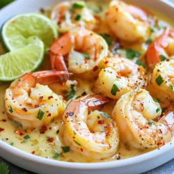 - 1 lb large shrimp, peeled and deveined - 1/2 cup coconut milk - 1 lime, zested and juiced The main ingredients make this dish shine. You need fresh shrimp for the best taste. Coconut milk adds creaminess and rich flavor. Lime brings a bright touch to balance the dish. - 1 tablespoon olive oil - 2 cloves garlic, minced - 1 teaspoon fresh ginger, grated The olive oil helps cook the shrimp evenly. Garlic gives a warm and savory flavor. Fresh ginger adds a bit of spice and zest. These three ingredients are key to a flavorful base. - Fresh cilantro, chopped - Lime wedges Garnishes like cilantro add color and freshness. Lime wedges give an extra pop of flavor when served. You can serve the dish over jasmine rice or quinoa for a hearty meal. {{ingredient_image_1}} First, let’s get everything ready. - Take 1 pound of large shrimp. Peel and devein them if needed. - Mince 2 cloves of garlic. - Grate 1 teaspoon of fresh ginger. - Zest and juice 1 lime. Set these aside. Heat 1 tablespoon of olive oil in a large skillet over medium heat. - Add the minced garlic and grated ginger. Stir them for about 1 minute. You want them to smell great. - Now, toss in the shrimp. Season with salt, pepper, and 1/4 teaspoon of red pepper flakes. Cook for about 2-3 minutes. - Flip the shrimp halfway. They should start to turn pink. Pour in 1/2 cup of coconut milk. Add the lime zest, lime juice, and 1 tablespoon of honey. - Stir carefully to mix everything well. - Bring the mixture to a simmer. Cook for another 2-3 minutes. The sauce will thicken, and the shrimp will finish cooking. - Taste the sauce. If needed, adjust the seasoning with more salt, pepper, or lime juice. - Remove from heat and garnish with fresh cilantro. Enjoy your dish! To cook shrimp perfectly, start with fresh or thawed shrimp. Overcooking makes shrimp tough. Cook them just until they turn pink. This takes about 2-3 minutes. Always flip them halfway through cooking for even color. Adjust seasoning levels to your taste. Start with salt and pepper. You can always add more after tasting. The lime juice adds a bright flavor, so don't hold back on it. Want a kick? Add red pepper flakes to the shrimp. Start with 1/4 teaspoon. You can always add more if you like it spicy. Fresh ingredients make a big difference. Use fresh ginger and garlic. They add a rich flavor that dried spices can’t match. Don’t forget fresh cilantro for garnish. It brightens the dish and adds color. Use a large skillet for even cooking. A non-stick skillet works well for easy cleanup. Gather useful utensils before you start. A good spatula helps flip shrimp without breaking them. A zester is great for getting lime zest. A measuring spoon makes sure you add just the right amount of honey. Pro Tips Fresh Ingredients: Always use fresh shrimp for the best flavor and texture. Frozen shrimp can work in a pinch, but fresh will elevate the dish significantly. Adjusting Spice Level: Feel free to customize the red pepper flakes to your heat preference. Start with a small amount and increase it gradually to suit your taste. Coconut Milk Substitutes: If you're looking for a lighter option, consider using light coconut milk or even almond milk, but keep in mind it will alter the flavor profile. Serving Suggestions: This dish pairs wonderfully with jasmine rice or quinoa. For added freshness, consider serving it with a side of steamed vegetables. {{image_2}} You can make this dish even better by adding vegetables. Bell peppers add color and crunch. Slice them thinly and toss them in with the shrimp. Snap peas are another great option, adding a sweet snap. Add them just before the shrimp turns pink for a fresh bite. If shrimp isn’t your favorite, you can swap it for chicken or tofu. For chicken, use boneless breast, cut into cubes. Cook it until golden before adding the sauce. For tofu, choose firm tofu and press out excess water. Cut it into cubes and pan-fry until crispy. Both options are tasty and make the dish fit your needs. The coconut lime sauce is easy to change. You can try different sweeteners like maple syrup or agave. Each brings a unique flavor. If you want a lighter sauce, use light coconut milk. This keeps the creamy taste while reducing calories. Experimenting with these options lets you find your perfect mix! To keep your coconut lime shrimp fresh, cool the dish. Place it in an airtight container. Make sure the container seals tightly. Store it in the fridge. It stays good for up to three days. If you want to keep it longer, consider freezing. When you reheat shrimp, do it gently. Use a skillet over low heat. Add a splash of coconut milk or water. This keeps the shrimp moist. Stir often to ensure even heating. Avoid microwaving, as it can make shrimp rubbery. To freeze coconut lime shrimp, wait until it cools. Place it in a freezer-safe bag. Remove as much air as possible. This helps prevent freezer burn. Label the bag with the date. You can freeze it for up to three months. When ready to eat, thaw it in the fridge overnight. Then, reheat it gently on the stove. To cook shrimp perfectly, start by prepping them right. Peel and devein them for the best taste. Heat olive oil in a skillet over medium heat. Add minced garlic and grated ginger, sautéing them for a minute. Then, add the shrimp, seasoning them with salt, pepper, and red pepper flakes. Cook for 2-3 minutes until they turn pink. Flip them halfway through to cook evenly. Overcooking shrimp makes them tough, so watch the time closely. Yes, you can prepare coconut lime shrimp in advance. Cook the shrimp and sauce as directed. Let it cool down before storing. Place the dish in an airtight container. It stays fresh in the fridge for 2-3 days. When ready to eat, gently reheat it on the stove. Add a splash of coconut milk if the sauce seems too thick. This dish can be adjusted for spice. It has a hint of heat from the red pepper flakes. If you prefer less spice, use only a pinch or skip them entirely. For more heat, add more red pepper flakes or a dash of hot sauce. Tasting as you go helps you find the right balance for your palate. Coconut lime shrimp pairs well with many sides. Serve it over jasmine rice or quinoa for a hearty meal. You can also add steamed vegetables like broccoli or snap peas. A fresh salad with lime vinaigrette adds a nice crunch. Don’t forget lime wedges on the side for extra zest! You now have a complete guide to making coconut lime shrimp. We covered the main ingredients, cooking steps, and tips to enhance flavor. Remember to choose fresh ingredients for the best taste. Try adding veggies or using alternatives like chicken. Store leftovers properly for later enjoyment. I hope these details inspire you to create this dish. Enjoy your cooking and savor each bite!
