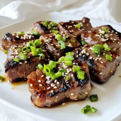 - 1 pound sirloin steak, cut into 1-inch cubes - 3 tablespoons honey - 4 cloves garlic, minced The main ingredients for Honey Garlic Steak Bites are simple yet flavorful. Sirloin steak gives you tender bites. Honey adds sweetness and depth. Garlic packs a punch with its strong aroma and flavor. - 2 tablespoons soy sauce - 1 tablespoon cornstarch - 2 tablespoons vegetable oil Next, we have some extra ingredients. Soy sauce brings umami and saltiness. Cornstarch helps the steak get a nice crust. Vegetable oil is perfect for searing the steak, making it crispy. - 2 green onions, chopped (for garnish) - Sesame seeds (for garnish) For garnishes, green onions add color and a mild onion taste. Sesame seeds give a nice crunch and nutty flavor. These make your dish look beautiful and taste even better. To start, grab a medium bowl. You will mix together three tablespoons of honey, four minced cloves of garlic, two tablespoons of soy sauce, one teaspoon of black pepper, and one teaspoon of salt. Stir it well. This creates a sweet and savory marinade. Now, take your pound of sirloin steak and cut it into one-inch cubes. Add the steak cubes to the marinade. Make sure each piece gets coated. Let your steak marinate for at least 30 minutes. If you have time, marinate it for up to two hours in the fridge. This step adds great flavor. After your steak has soaked up those tasty flavors, it’s time to cook! First, remove the steak from the marinade. Toss the cubes in one tablespoon of cornstarch. This will help create a nice crust when you cook them. Next, heat two tablespoons of vegetable oil in a large skillet over medium-high heat. When the oil is hot, add the steak bites in a single layer. You may need to do this in batches. Sear the steak bites for about 2-3 minutes on each side. You want them golden brown and cooked to your liking. Once the steak bites are cooked, return any reserved marinade to the skillet. Let it cook for another 1-2 minutes. This will thicken the sauce and coat the steak bites nicely. Now, remove the skillet from heat. Transfer the steak bites to a serving platter. For a beautiful presentation, garnish with chopped green onions and a sprinkle of sesame seeds. This adds color and a nice crunch to your dish. For the best flavor, marinate your steak bites for at least 30 minutes. If you have time, let them sit for up to 2 hours in the fridge. This longer marination really helps the flavors sink in. The sweet honey and savory garlic blend perfectly, giving the steak a tasty kick. To enhance the flavor, try adding a pinch of red pepper flakes. This will give your steak bites a nice heat that balances the sweetness. You can also experiment with fresh herbs like thyme or rosemary. They add a fresh note to the dish. To achieve your desired doneness, use a meat thermometer. For medium-rare, aim for 135°F. For medium, go for 145°F. Make sure to sear the steak in batches. This keeps the heat high and helps create a nice, crispy crust. Coating the steak with cornstarch before cooking is key. It helps form that golden crust you want. The cornstarch also locks in the juices, making your bites tender and juicy. Serve the steak bites on a wooden platter for a rustic look. Arrange them with toothpicks for easy grabbing at parties. Garnish with chopped green onions and sesame seeds for a pop of color. Pair these bites with fresh veggies like carrot sticks or cucumber slices. They add a nice crunch and color to your plate. You can also serve these with rice or noodles for a complete meal. This way, your dish looks as good as it tastes! {{image_2}} Alternative steak cuts You can switch up the steak for other cuts. Try ribeye for a richer flavor. Tenderloin also works well if you want a leaner bite. Sweetener options If you want a different taste, use maple syrup instead of honey. Brown sugar can also add a nice caramel note. Adding spices Spice it up! Try adding paprika for a smoky flavor. You might also like a pinch of cayenne for heat. Incorporating vegetables Add bell peppers or snap peas to the skillet. They cook quickly and add color and crunch. Gluten-free version To make it gluten-free, use tamari instead of soy sauce. This keeps the flavor while avoiding gluten. Low-carb alternatives For a low-carb dish, skip the corn starch. You can use cauliflower rice as a tasty base instead. To store your leftover honey garlic steak bites, place them in an airtight container. Make sure to cool them down before sealing. This keeps the meat fresh and flavorful. When stored this way, the steak will last for about 3 to 4 days. Always check for any signs of spoilage before eating. If you want to save some for later, freezing is a great option. First, cool the steak bites completely. Then, place them in a freezer-safe bag or container. Make sure to remove as much air as possible to avoid freezer burn. They can stay tasty for about 3 months in the freezer. To thaw your frozen steak bites, simply move them to the fridge overnight. This keeps the texture nice. When you are ready to eat, reheat them gently in a skillet over low heat. This helps preserve the flavors and makes them tender. When reheating, use a skillet or pan to bring back the texture. Heat them on low to medium heat, stirring often. This keeps them juicy. Avoid using high heat as this can dry them out. Cook just until warmed through. This way, you can enjoy them just as much as when they were fresh. To make steak bites tender, choose a good cut of meat. Sirloin works well, but you can also use flank or tenderloin. Cut the steak against the grain into small cubes. Marinate the steak for at least 30 minutes. The longer you marinate, the more tender it becomes. You can also use a meat mallet to gently pound the cubes before cooking. Yes, you can use other meats for this recipe. Chicken breast or pork tenderloin are great options. Just keep in mind that cooking times will vary. If you use chicken, ensure it reaches a safe internal temperature of 165°F. For pork, aim for 145°F. Honey Garlic Steak Bites pair well with many sides. Try serving them with rice or quinoa for a filling meal. Stir-fried veggies add color and nutrition. A fresh salad with a light dressing complements the flavors too. For a fun touch, serve with toothpicks for easy eating at parties. This blog post shared how to make tasty Honey Garlic Steak Bites. We discussed main and additional ingredients, along with garnishes for a nice finish. I broke down the step-by-step instructions for marinating and cooking the steak, plus tips for perfect flavor and texture. Variations and storage info were also covered so you can adjust as needed. Try this dish with your own twist. You’ll impress family and friends with your skills. Enjoy your cooking adventure!