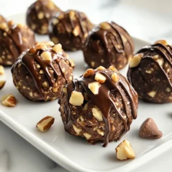 - 1 cup rolled oats - 1/2 cup almond butter - 1/4 cup honey or maple syrup - 2 tablespoons cocoa powder - 1 tablespoon instant espresso powder - 1/2 teaspoon vanilla extract - 1/4 teaspoon sea salt - 1/4 cup dark chocolate chips - 1/4 cup chopped nuts - Optional: chia seeds or hemp seeds To make Chocolate Espresso Energy Bites, I focus on simple, wholesome ingredients. First, rolled oats act as the base. They give the bites a chewy texture and provide long-lasting energy. I use almond butter for creaminess and healthy fats. You can switch to any nut butter you prefer. Next, I sweeten the mixture with honey or maple syrup. This adds a touch of natural sweetness. I often choose maple syrup for a unique flavor. Cocoa powder gives the bites a rich chocolate taste. Instant espresso powder boosts the energy kick and adds depth. For flavor, I add vanilla extract and a pinch of sea salt. The salt enhances the sweetness while balancing the flavors. Dark chocolate chips bring in chocolatey goodness. I like using dairy-free chips for a vegan option. Chopped nuts, such as almonds or walnuts, add crunch and nutrition. If you want even more health benefits, consider adding chia seeds or hemp seeds. These options provide extra fiber and protein. Each ingredient plays a key role in creating a tasty and nutritious snack. {{ingredient_image_1}} First, grab a large mixing bowl. In it, combine these ingredients: - 1 cup rolled oats - 1/2 cup almond butter - 1/4 cup honey or maple syrup - 2 tablespoons cocoa powder - 1 tablespoon instant espresso powder - 1/2 teaspoon vanilla extract - 1/4 teaspoon sea salt Mix everything well. The mixture will be thick but should blend smoothly. Next, stir in: - 1/4 cup dark chocolate chips - 1/4 cup chopped nuts Make sure the chocolate and nuts spread evenly throughout the mix. Now, it’s time to form your bites. Use your hands to roll the mixture into small balls, about 1 inch wide. Place these on a parchment-lined baking sheet. Refrigerating the bites is key. This helps them firm up and hold their shape. I recommend chilling them for at least 30 minutes. For best results, you can leave them in the fridge longer if you want them extra firm. Once chilled, transfer the bites to an airtight container. Store them in the fridge for up to one week or freeze them for longer-lasting fuel. To get the right texture for your energy bites, focus on mixing well. Use your hands to combine the oats and almond butter with the wet ingredients. This helps all the flavors blend together. If your mixture feels too dry, add a splash of water or more nut butter. If it’s too sticky, just add more oats. If you want to swap out honey or maple syrup, try agave nectar or brown rice syrup. Both options give a nice sweetness. You can also use mashed banana or unsweetened applesauce for a different flavor. When it comes to serving your energy bites, presentation matters. Arrange them on a pretty plate to make them look tempting. Drizzle melted dark chocolate on top for a fancy touch. You can also sprinkle some chopped nuts or cocoa powder around them. This not only adds flair but also makes them even tastier. Pro Tips Chill for Better Texture: Ensure you refrigerate the energy bites for at least 30 minutes to help them firm up, making them easier to handle and enhancing their texture. Customize Your Mix-ins: Feel free to experiment with different nuts, seeds, or even dried fruits to tailor the energy bites to your taste preferences and nutritional needs. Perfect Portioning: Use a small cookie scoop or ice cream scoop to create uniform-sized bites, ensuring consistent flavor and texture in every piece. Storage Tips: Store the energy bites in an airtight container in the fridge for up to a week or freeze them for longer-lasting snacks that can be enjoyed anytime. {{image_2}} You can change the flavor of your energy bites easily. Try using different nut butters. Almond butter gives a sweet taste, but peanut butter is great too. Cashew butter adds a rich, creamy feel. Each nut butter adds its own flavor. Adding superfoods boosts nutrition. Chia seeds are tiny but mighty. They add fiber and omega-3s. Hemp seeds offer protein and healthy fats. Just toss in a few tablespoons when you mix your ingredients. If you're vegan, you can swap the honey for maple syrup. This keeps your bites sweet without using animal products. Use dairy-free dark chocolate chips for a full vegan treat. For those who need gluten-free options, rolled oats are your friend. Look for certified gluten-free oats to be safe. This way, everyone can enjoy these tasty bites without worry. To keep your chocolate espresso energy bites fresh, store them in an airtight container. This helps keep moisture out and flavor in. Place the container in the fridge. The cool temperature helps maintain their texture and taste. If you want to make a bigger batch, freezing is a great option. For freezing, arrange the bites on a baking sheet first. This prevents them from sticking together. Freeze them for about an hour until firm. Once frozen, transfer the bites to a freezer-safe bag or container. Label it with the date. This way, you can enjoy them later without losing any flavor. In the fridge, your energy bites can stay fresh for up to one week. If you freeze them, they will last for about three months. Just remember to thaw them in the fridge when you're ready to eat. This method keeps their taste and texture intact. Enjoy your bites as a quick snack or a pre-workout boost! Yes, you can. Regular coffee will give a different flavor. It may be less strong, but it can still work. If you want a bolder taste, stick with espresso powder. These energy bites can last up to one week in the fridge. If you freeze them, they can last for a few months. Just make sure to use an airtight container. Yes! You can use sunflower seed butter instead of almond butter. You can also skip the nuts altogether if you want. This makes the bites safe for nut allergies. Absolutely! You can make them ahead of time. Just store them in the fridge or freezer until you are ready to eat. This makes them a great snack option. These energy bites are packed with nutrition. They have oats for fiber and energy. Almond butter adds protein and healthy fats. Cocoa powder gives antioxidants. Espresso powder can boost your alertness too. Overall, they are a balanced snack. You learned how to make tasty chocolate espresso energy bites. We covered the key ingredients, like rolled oats and almond butter. I shared steps to mix, roll, and chill them. You discovered tips for perfect texture and fun presentations. We also explored variations for diet needs. These bites are easy, quick, and perfect for snacks. Enjoy making them your way!