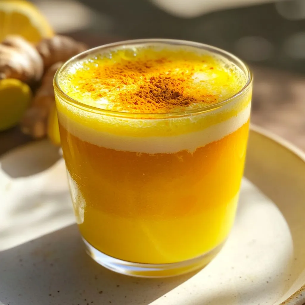 - 1 orange, juiced - 1 lemon, juiced - 1 tablespoon raw honey - 1 teaspoon fresh ginger, grated - 1/4 teaspoon turmeric powder - A pinch of black pepper - 1/4 cup water - Orange: This fruit is full of vitamin C. It helps boost your immune system and fights off colds. - Lemon: Like oranges, lemons are high in vitamin C. They also help detox your body. - Raw Honey: Honey has natural antibacterial properties. It soothes your throat and adds sweetness. - Ginger: Ginger helps reduce inflammation. It can also ease nausea and stomach issues. - Turmeric: Turmeric contains curcumin, which has strong anti-inflammatory effects. It supports overall health. - Black Pepper: This spice helps your body absorb turmeric better. It also adds a nice kick to the shot. - Water: Water helps dilute the shot. It makes it easier to drink and aids in hydration. - Orange: Use grapefruit juice for a tart twist. - Lemon: Lime juice can replace lemon if you prefer. - Raw Honey: Maple syrup or agave can work as vegan options. - Ginger: Ground ginger can replace fresh ginger in a pinch. - Turmeric: If you can't find turmeric, try curry powder for a different flavor. - Black Pepper: White pepper can be used if black pepper is not available. - Water: Coconut water can add natural sweetness and flavor. {{ingredient_image_1}} 1. Juice the orange and lemon. Use a small bowl to catch the juice. Make sure to keep seeds out. 2. Add honey to the juices. Stir it in until it mixes well. This sweetens the shot. 3. Grate fresh ginger. Add this to your mix. Ginger adds a spicy kick and many health perks. 4. Sprinkle in turmeric and black pepper. These spices help boost your immune system. Stir everything until combined. 5. Add water slowly. Adjust how strong you want the shot. Mix it well to blend the flavors. 6. Strain the mixture. Use a fine mesh strainer to get a smooth drink. This helps remove any pulp. 7. Serve right away. Enjoy your shot fresh to get the best taste and benefits. - Choose ripe fruits for better juice. Look for firm, heavy oranges and lemons. - Roll the fruit on the counter before juicing. This helps release more juice. - Use a citrus juicer for less mess. It can get more juice out and save time. - Mix each ingredient one at a time. This ensures even blending. - Stir gently but thoroughly to combine flavors. Avoid vigorous mixing to keep the juice smooth. - Taste as you go! Adjust sweetness or spice based on your preference. To get the best taste, use fresh fruits. Fresh orange and lemon juice bring bright flavors. You can add a bit more ginger for a spicy kick. If you want a sweeter shot, add more honey. For a zesty twist, try adding lime juice too. Each of these changes boosts both flavor and nutrition. I suggest you drink the immunity shot in the morning. This gives your immune system a great start for the day. You can also enjoy it before or after a workout. If you feel a cold coming, sip on it to help fight off illness. Serve your honey citrus immunity shot cold. Pour it into a small glass for easy drinking. You can also pair it with a healthy breakfast, like oatmeal or yogurt. This way, you get a full boost of nutrients. For a fun twist, mix it into smoothies or salad dressings. Pro Tips Fresh Ingredients: Always use fresh citrus fruits and ginger for the best flavor and maximum health benefits. Honey Alternatives: If you're looking for a vegan option, you can substitute raw honey with maple syrup or agave nectar. Turmeric Activation: The addition of black pepper is crucial as it enhances the bioavailability of turmeric's active compound, curcumin. Storage Tips: If you have leftovers, store the shot in an airtight container in the fridge and consume within 24 hours for optimal freshness. {{image_2}} You can mix various citrus juices for fun flavors. Try using grapefruit or lime juice. Both add a unique twist. You can also combine orange and lemon for a balanced taste. Mix different fruits to find your favorite blend. Boost your immunity shot with superfoods. Add a spoon of chia seeds for fiber. Try spirulina powder for extra nutrients. You can also mix in some acai powder for antioxidants. Each superfood adds taste and health perks to your drink. If you prefer different sweeteners, try maple syrup or agave. Both add a unique taste. You can also use stevia for a lower-calorie option. To enhance flavor, add a dash of cinnamon or a bit of vanilla extract. These options keep your drink tasty and healthy! To keep your Honey Citrus Immunity Shot fresh, store it in an airtight container. Glass jars work best, as they prevent odors and keep flavors intact. Place the jar in the fridge right after making your shot. This way, you can enjoy it cold and refreshing. Most of the ingredients in this shot have a good shelf life: - Orange and lemon juice: Use within 2-3 days for best taste. - Raw honey: It lasts for months, even years if kept sealed. - Fresh ginger: Use within a week for the best flavor. - Turmeric powder: It can last up to 2-3 years if stored dry and cool. - Black pepper: This spice lasts about 2-3 years too. You can make a larger batch of this shot. Just double or triple the recipe. Store the extra in your fridge. When you're ready to drink, shake it well before serving. This keeps all the flavors mixed. If you want to prep ahead, juice the citrus and store it separately. Mix in the other ingredients before drinking for the best taste. This shot is packed with vitamins and minerals. The orange and lemon give you vitamin C. This vitamin helps your body fight off sickness. Honey adds natural sweetness and has anti-inflammatory properties. Ginger helps with digestion and adds a spicy kick. Turmeric has antioxidants that boost your immune system. Black pepper helps your body absorb turmeric better. Together, these ingredients create a powerful health boost. Yes, you can make this shot ahead of time. Just store it in the fridge. It stays fresh for up to two days. However, the best flavor and benefits come when you serve it right away. If you prepare it early, give it a good stir before drinking. This helps mix the ingredients that may have settled. Most people can enjoy this immunity shot. It is a great choice for adults and kids alike. However, if you have allergies to any ingredients, you should skip them. If you are on certain medications, check with your doctor first. Ginger and turmeric may not work well for everyone. Always listen to your body and adjust as needed. The Honey Citrus Immunity Shot is a simple yet powerful drink. It boosts health through natural ingredients like honey and citrus. You learned how to make it, substitute items, and mix flavors. I shared tips for enhancing its benefits and how to store it. Incorporating this shot into your routine can improve your overall wellness. Enjoy trying different variations and make it your own. Remember to sip on it regularly for the best results.