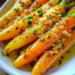 - 1 pound baby carrots, peeled - 4 cloves garlic, minced - 3 tablespoons olive oil - 1/2 teaspoon salt - 1/4 teaspoon black pepper - 1/4 teaspoon paprika - 1/2 cup grated Parmesan cheese - 2 tablespoons fresh parsley, chopped (for garnish) To make roasted garlic Parmesan carrots, gather these fresh and simple ingredients. The baby carrots bring a sweet crunch. Garlic adds rich flavor. Olive oil helps everything roast nicely. Seasoning with salt, black pepper, and paprika gives depth. The Parmesan cheese melts beautifully, adding a savory touch. Fresh parsley adds a pop of color and brightens the dish. This balance of flavors makes the carrots a perfect side. - Baking sheet - Parchment paper - Mixing bowl - Knife and cutting board You will need some basic kitchen tools for this recipe. A baking sheet helps in roasting the carrots evenly. Parchment paper makes cleanup easy and stops sticking. A mixing bowl is perfect for tossing the carrots with oil and seasonings. A knife and cutting board are needed to mince the garlic. With these tools, you can create a delicious dish with ease. Getting organized with your ingredients and tools will make cooking fun and efficient. {{ingredient_image_1}} - Preheat oven to 425°F (220°C). - Wash the baby carrots well. Peel them if needed. - In a large mixing bowl, combine the carrots, minced garlic, and olive oil. - Add salt, black pepper, and paprika to the bowl. Toss until the carrots are coated. - Spread the carrots in a single layer on a baking sheet lined with parchment paper. - Roast in the oven for 20 minutes. - After 20 minutes, sprinkle grated Parmesan cheese evenly over the carrots. - Return the baking sheet to the oven. Roast for an additional 10-15 minutes. The carrots should be tender. The cheese should be golden and bubbly. To get the best roast on your carrots, space them on the baking sheet. This step helps air flow and heats each carrot evenly. Avoid crowding the pan. When you pack them close together, some may not cook right. It’s best to keep some space between each carrot. Turn the carrots halfway through roasting. When you flip them, it helps brown them on all sides. Use a spatula to turn the carrots gently. This keeps them intact and ensures they roast perfectly. You can add more flavor to your carrots with herbs or spices. Try fresh thyme or rosemary for a fragrant twist. A pinch of cayenne can also add warmth. Mix these in with the olive oil and garlic for a flavor boost. If you want to switch things up, consider using different cheeses. Feta gives a tangy taste, while Gruyère offers a rich creaminess. Each cheese brings a new flavor to the dish. Experiment to find your favorite! Roasted garlic Parmesan carrots pair well with various proteins. They taste great with roasted chicken or grilled steak. Fish, like salmon, also complements the dish nicely. For presentation, serve the carrots in a colorful bowl. Sprinkle fresh parsley on top for a pop of green. You can also add lemon zest for a bright touch. This not only makes the dish look good but also adds a fresh flavor. Pro Tips Choose Fresh Carrots: Selecting fresh, vibrant baby carrots will enhance the flavor and texture of your dish. Adjust Garlic to Taste: If you love garlic, feel free to add more minced cloves for a richer flavor profile. Experiment with Cheese: Try using different types of cheese like Asiago or Pecorino for a unique twist on the classic Parmesan flavor. Perfect Roasting Time: Keep an eye on the carrots towards the end of roasting to achieve your desired level of tenderness and cheese browning. {{image_2}} You can use many vegetables instead of baby carrots. Try parsnips for a sweet twist. Sweet potatoes add a rich flavor. Beets bring a lovely color and earthy taste. Seasonal veggies like zucchini or asparagus also work well. Roasting highlights their natural sweetness. If you want a vegan option, skip the Parmesan cheese. Nutritional yeast adds a cheesy flavor without dairy. Also, use vegan butter instead of olive oil for a richer taste. For gluten-free needs, this recipe is already safe. All the ingredients are free from gluten. Enjoy these tasty carrots without worry! Do you like heat? Add red pepper flakes for a spicy kick. A pinch of cayenne also works well. For more flavor, try adding cumin or coriander. These spices will give your dish a unique twist. Experimenting with flavors makes cooking fun and exciting! To store leftovers, let the carrots cool down. Place them in a container. Use an airtight container for best results. They will stay fresh in the fridge for about 3 to 4 days. The best methods for reheating are in the oven or microwave. If you use the oven, preheat it to 350°F (175°C). Spread the carrots out on a baking sheet. Heat for about 10 minutes. This helps maintain their texture. If using a microwave, heat in short bursts. Stir in between to avoid sogginess. You can freeze roasted carrots for later use. First, let them cool completely. Place them in a freezer bag, removing as much air as possible. For best taste, use them within 3 months. To thaw, place them in the fridge overnight. Reheat them in the oven for crispy results. Roast your carrots for about 30 to 35 minutes. Start with 20 minutes to develop their sweetness. Then, add the Parmesan and roast for another 10 to 15 minutes. This method lets the carrots become tender while the cheese gets golden and crispy. The high heat of 425°F (220°C) helps enhance the flavors. Yes, you can use different cheeses! Try using shredded mozzarella for a meltier texture or feta for a tangy kick. Cheddar adds a sharp flavor, while goat cheese brings creaminess. Each cheese will change the taste and texture, so feel free to experiment based on what you like. These carrots pair well with many dishes. Serve them alongside grilled chicken or roasted fish for a balanced meal. You can also enjoy them with quinoa or rice for a hearty side. They make a great addition to a holiday feast or a simple family dinner. For a fun twist, toss them in a salad with greens and nuts. You learned how to make tasty roasted garlic Parmesan carrots with easy steps. Start by prepping your ingredients and tools, then roast and season the carrots for great flavor. You can try different veggies or add spices to change things up. Proper storage will keep your leftovers fresh. Enjoy this recipe with various meals for a delicious side. With simple tips and tricks, you can impress anyone at your table!