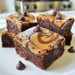 Here are the key ingredients you need for Chocolate Peanut Butter Swirl Brownies. These items create a rich, tasty treat that everyone will love. - 1/2 cup unsalted butter - 1 cup granulated sugar - 2 large eggs - 1 teaspoon vanilla extract - 1/3 cup unsweetened cocoa powder - 1/2 cup all-purpose flour - 1/4 teaspoon salt - 1/4 teaspoon baking powder - 1/2 cup creamy peanut butter - 1/4 cup milk - 1/4 cup mini chocolate chips (optional) Each ingredient plays a big part. The butter gives a soft, rich texture. Sugar adds sweetness that balances the cocoa's bitterness. Eggs bind everything together and make the brownies fluffy. The vanilla brings out the other flavors. Cocoa powder gives that deep chocolate taste, while flour gives structure. Salt and baking powder enhance the flavors and help the brownies rise. Peanut butter adds creaminess and a nutty taste. Milk keeps the mixture smooth and easy to swirl. If you want extra chocolate, mini chocolate chips make a perfect touch. Remember, you can mix and match these ingredients, but this list creates the best flavor. Enjoy your time baking! {{ingredient_image_1}} Grease or line an 8-inch square baking pan. This step helps the brownies come out easily. I like using parchment paper for easy clean-up. Melt 1/2 cup of unsalted butter in a medium saucepan over low heat. Once melted, take it off the heat. Stir in 1 cup of granulated sugar until mixed well. Then, add 2 large eggs, one at a time. Mix well after each egg. Finally, stir in 1 teaspoon of vanilla extract for a sweet touch. In a different bowl, sift together 1/3 cup of cocoa powder, 1/2 cup of all-purpose flour, 1/4 teaspoon of salt, and 1/4 teaspoon of baking powder. This helps each dry ingredient blend well with the wet mix. Gradually add this dry mix to your wet ingredients. Stir until just combined, but don’t overmix. In a small bowl, mix 1/2 cup of creamy peanut butter with 1/4 cup of milk. Stir until it’s smooth. Pour half of the brownie batter into your prepared pan. Spread it out evenly. Then, dollop half of the peanut butter mix on top. Use a knife or skewer to swirl the peanut butter into the brownie batter. Pour the rest of the brownie batter over this layer. Add the remaining peanut butter mixture on top and swirl again for a marbled look. Bake your brownies in the preheated oven at 350°F (175°C) for 25-30 minutes. To check if they are done, insert a toothpick into the center. It should come out with a few moist crumbs. This means the brownies are ready. Let them cool in the pan before slicing them into squares. Enjoy your delicious treat! To get the best texture for your brownies, use room temperature ingredients. This helps them mix well. Melt the butter slowly over low heat. It should be fully melted but not bubbling. Mix the sugar in until it looks smooth. Add the eggs one at a time. This makes them rich and yummy. Don't overmix the batter; just stir until combined. This gives you that chewy texture we all love. For a perfect peanut butter swirl, warm the peanut butter slightly. This makes it easier to blend. Use a small bowl to mix the peanut butter and milk until smooth. When adding it to the brownie batter, dollop it in evenly. Use a knife or skewer to swirl gently. Make sure not to mix too much. You want to see the swirls, not just a brown mix. A great way to make these brownies look fancy is by dusting them with powdered sugar. This adds a nice touch. You can also serve them with a scoop of vanilla ice cream. The white ice cream looks great next to the dark brownies. For an extra pop, add some fresh berries on the side. This not only adds color but also a fresh taste. Pro Tips Use Room Temperature Ingredients: Bringing your eggs and butter to room temperature helps create a smoother batter and a more even bake. Don’t Overmix: When combining the dry ingredients with the wet mixture, mix until just combined to keep your brownies fudgy and chewy. Swirl with Care: When swirling the peanut butter, use a gentle hand to create beautiful marbling without overmixing the brownie batter. Cool Before Cutting: Allow the brownies to cool completely in the pan before cutting to ensure clean, neat squares. {{image_2}} You can make these brownies gluten-free by using gluten-free flour. Almond flour works great, too. If you need a dairy-free option, try using coconut oil instead of butter. For a creamy texture, use a dairy-free milk, like almond or soy milk. These swaps keep the brownies rich and tasty without losing flavor. Want to spice things up? Add a pinch of cinnamon for warmth. You can also mix in chopped nuts for crunch. Walnuts or pecans work well. If you love coffee, try adding a teaspoon of instant coffee granules. It boosts the chocolate flavor and adds a nice twist. These brownies are amazing on their own, but you can elevate them! Serve them warm with a scoop of vanilla ice cream. Drizzle some chocolate sauce on top for extra sweetness. You can also sprinkle powdered sugar for a pretty touch. These ideas make your brownies a showstopper at any gathering. To keep your brownies fresh, store them in an airtight container. This helps prevent them from drying out. Line the container with parchment paper for easy removal. If you plan to eat them in a few days, keep them at room temperature. For longer storage, put them in the fridge. Just remember to let them cool completely before storing. Freezing brownies is a great way to save some for later. First, cut the brownies into squares. Wrap each piece in plastic wrap tightly. Then, place the wrapped brownies in a freezer-safe bag. Make sure to remove as much air as possible. To thaw, take them out and let them sit at room temperature for a couple of hours. You can also warm them briefly in the microwave if you want them warm. Brownies can last up to a week at room temperature. If stored in the fridge, they can last about two weeks. When frozen, they can stay good for up to three months. Always check for any signs of spoilage before eating. Enjoy your chocolate peanut butter swirl brownies fresh for the best taste! Yes, you can use dark chocolate. Melt about 4 ounces of dark chocolate. Replace cocoa powder with the melted chocolate. This will make your brownies richer and more fudgy. To check if the brownies are done, insert a toothpick in the center. If it comes out with a few moist crumbs, they are ready. If it comes out clean, they may be overbaked. If your brownies turn out too cakey, they likely had too much flour or were overbaked. Try using less flour next time or bake for a shorter time. Yes, you can make them a day ahead. Store them in an airtight container at room temperature. They will taste even better the next day as flavors mix. This blog post covered how to make rich and tasty brownies with a peanut butter swirl. We discussed the key ingredients, step-by-step instructions, and helpful tips. I shared ways to customize your brownies and how to store them properly. In conclusion, whether you enjoy them fresh or freeze a batch, these brownies are sure to impress. Make them your own with different flavors or toppings. Happy baking!