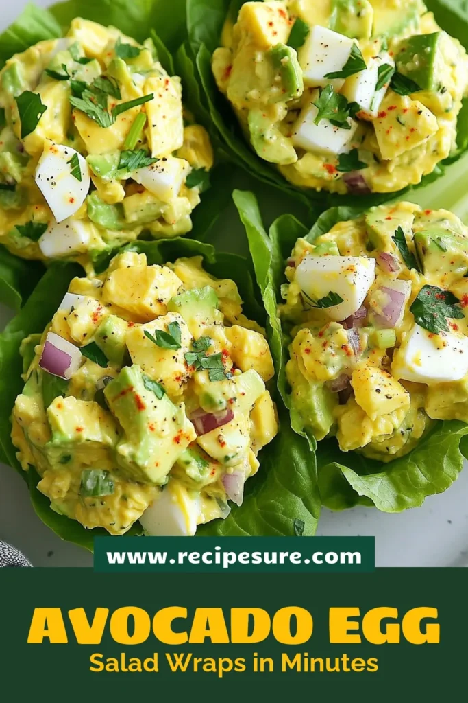 Discover a delicious and healthy way to enjoy your meals with these Avocado Egg Salad Lettuce Wraps! This recipe features a creamy blend of avocado, Greek yogurt, and hard-boiled eggs, making it a perfect low carb avocado salad option. Experience the joy of healthy egg salad wrapped in fresh lettuce. Try this easy dish for lunch today and impress your family or friends! Save this recipe for later! #AvocadoEggSalad #LettuceWrapRecipes #HealthyEggSalad #LowCarbAvocadoSalad