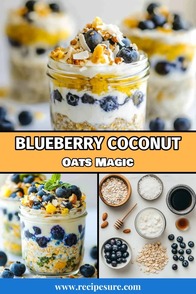 Start your day with a deliciously healthy twist by making these Blueberry Coconut Overnight Oats! This Coconut Overnight Oats Recipe combines rolled oats, almond milk, and fresh blueberries for a dairy-free, easy breakfast. Perfect for meal prep, this Healthy Breakfast Idea is packed with flavor and nutrients. Simply mix, refrigerate, and enjoy. Get your overnight oats ready for a quick and satisfying morning! Save this recipe for later! #OvernightOats #HealthyBreakfast #DairyFree #EasyRecipes
