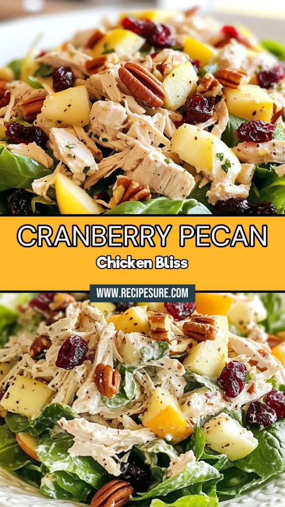 Indulge in this delicious Cranberry Pecan Chicken Salad, the perfect healthy chicken salad recipe for any meal! Packed with shredded chicken, fresh spinach, and crunchy pecans, this easy chicken salad is topped with a creamy Greek yogurt salad dressing that adds a delightful twist. With dried cranberries and apples, it's both nutritious and flavorful. Try this refreshing dish today and impress your guests! Save for later! #ChickenSalad #HealthyRecipes #CranberryPecan #EasyMealIdeas