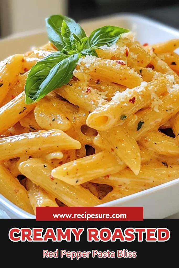 Indulge in this creamy roasted red pepper pasta that's both easy to make and delicious! This vegan roasted red pepper pasta features a silky roasted red pepper sauce, perfect for a quick dinner. With just a few simple ingredients, you can whip up a dairy-free creamy pasta recipe that everyone will love. Save this easy red pepper pasta recipe for your next meal. Enjoy a flavor-packed dish and share your creations! #VeganPasta #PastaRecipes #DairyFree #ComfortFood