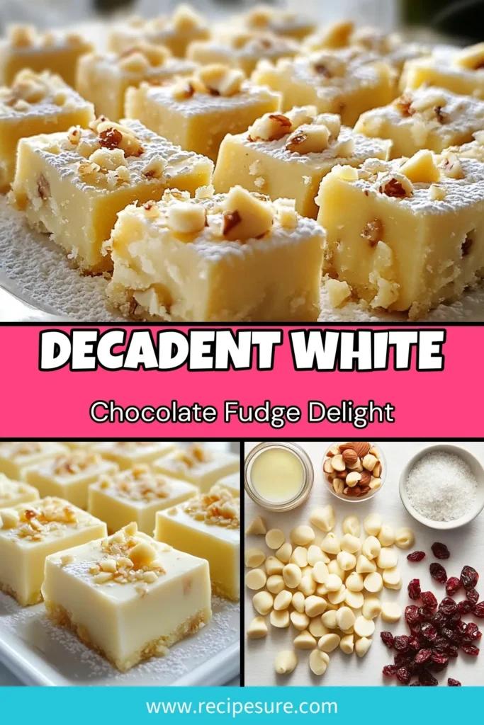 Discover the irresistible delight of white chocolate macadamia fudge! This easy fudge recipe combines creamy homemade white chocolate fudge with crunchy macadamia nut treats for the perfect dessert. Ideal for satisfying your sweet tooth or sharing with friends, this recipe is a must-try for any dessert lover. Ready in just over two hours, you won't want to miss this nutty treat! Save this recipe now! #DessertRecipesWithNuts #WhiteChocolateMacadamiaFudge #EasyFudgeRecipe #MacadamiaNutTreats