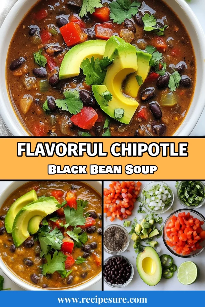 Looking for a delicious and healthy meal? Try this Spicy Chipotle Black Bean Soup! It's the perfect vegetarian soup recipe packed with bold flavors that will warm you up. This easy black bean soup combines cooked black beans, chipotle peppers, and fresh veggies for a nutritious dish. Ideal for a quick lunch or dinner, this spicy black bean soup is sure to impress. Save this Chipotle black bean recipe for your next cooking adventure! #VegetarianSoupRecipes #HealthyBlackBeanSoup #EasyBlackBeanSoup #SpicyBlackBeanSoup