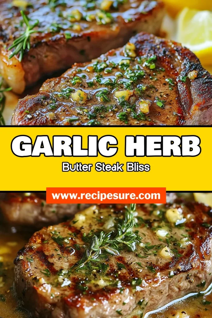 Discover the ultimate garlic herb butter steak with this easy ribeye steak recipe! Perfect for skillet steak cooking, this savory steak with garlic is rich in flavor and perfect for a weeknight dinner. In just 25 minutes, you can enjoy a delicious and juicy ribeye topped with herb-infused butter. Try this easy steak dinner recipe tonight and elevate your meal! Save this for later! #SteakRecipe #RibeyeSteak #EasySteakDinner #CookingWithGarlic