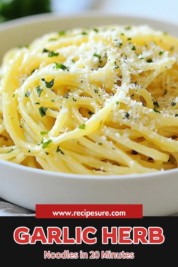 Looking for a quick weeknight dinner? Try these Garlic Herb Butter Noodles! This easy spaghetti recipe features egg noodles tossed in a luscious garlic herb butter sauce, making it a perfect buttery herb pasta dish. Ready in just 20 minutes, it’s an ideal choice for busy nights. Elevate your dinner with this simple yet flavorful recipe! Don’t forget to save this for later! #GarlicHerbButterNoodles #EasySpaghettiRecipes #ButteryHerbPasta #QuickDinnerIdeas