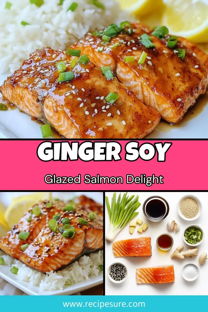 Discover a delicious Ginger Soy Salmon recipe that’s perfect for a healthy salmon dinner! This easy salmon marinade blends fresh ginger, soy sauce, and honey for an Asian-inspired salmon dish you’ll love. Bake the salmon with glaze for a delightful flavor and flaky texture in just 15 minutes. Perfect for any weeknight meal! Save this recipe for a nutritious twist on dinner tonight! #GingerSoySalmon #HealthyDinner #EasyRecipe #AsianCuisine