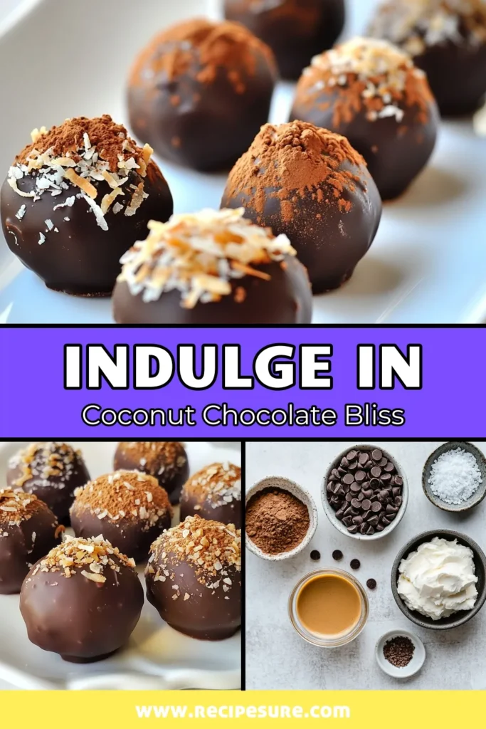 Indulge in the perfect treat with these caramel coconut chocolate truffles! This easy truffle recipe combines dark chocolate, creamy coconut, and a drizzle of caramel for a delightful taste sensation. Perfect for coconut cream desserts lovers, these homemade chocolate truffles are sure to impress. Get the full dark chocolate truffle recipe now and elevate your dessert game. Save and share this delicious recipe! #TruffleRecipe #ChocolateLovers #SweetTreats #CoconutDesserts