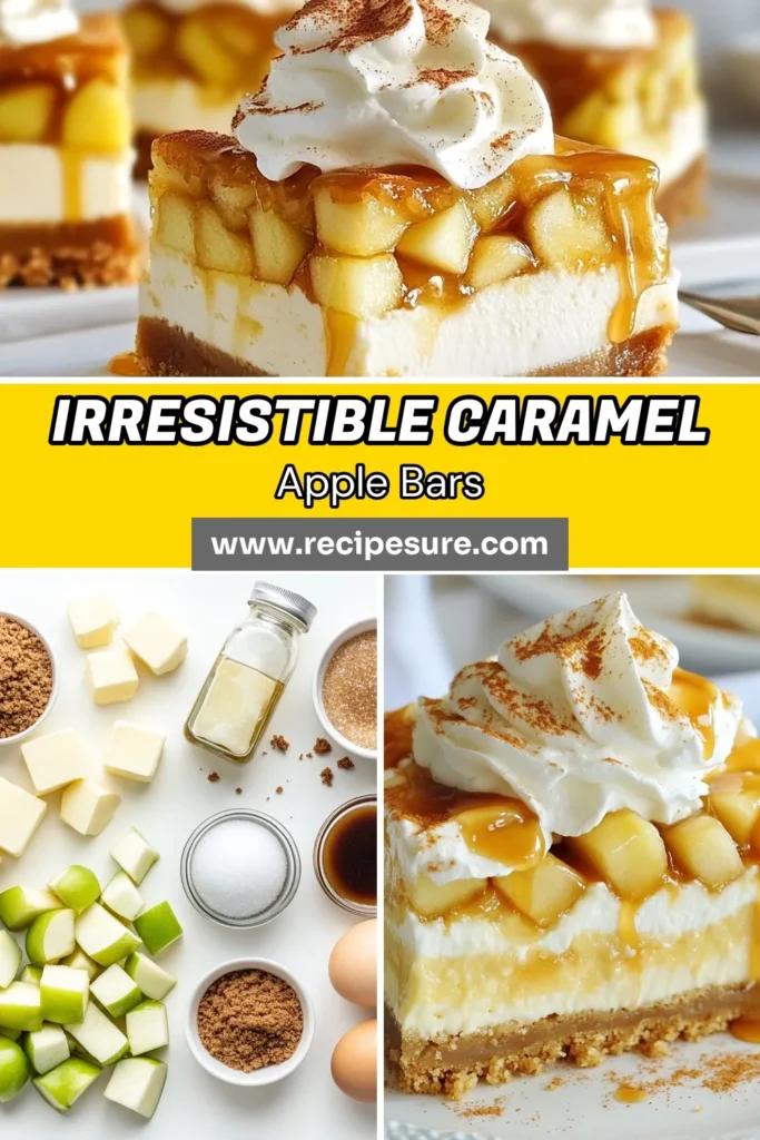 Indulge in the delightful taste of caramel apple cheesecake bars—an easy cheesecake dessert recipe perfect for fall! These creamy apple desserts are ideal for gatherings and offer no-bake cheesecake alternatives that will impress everyone. With rich caramel flavor paired with apples, this is a must-try recipe. Save this for your next dessert craving or autumn celebration! #CaramelAppleCheesecakeBars #FallDessertRecipes #CreamyAppleDesserts #CheesecakeDessertRecipes