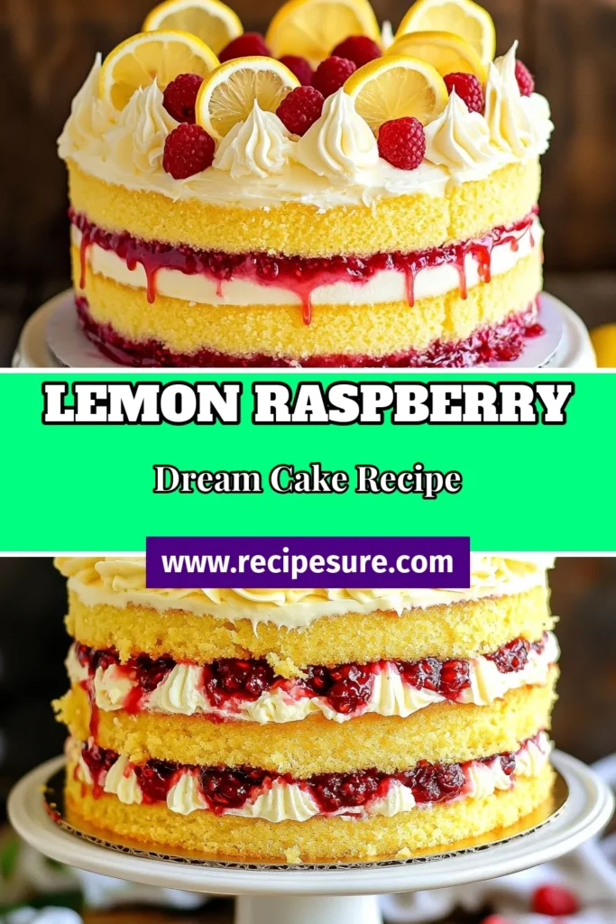 Indulge in the delightful Lemon Raspberry Cake Recipe that's perfect for any occasion! This layered cake with lemon buttercream and fresh raspberry filling will amaze your taste buds. Perfect for lemon dessert recipes lovers, this homemade layer cake is not just beautiful but deliciously refreshing. Follow this easy recipe to create a stunning and tasty masterpiece. Save and try it today! #LemonRaspberryCake #LayeredCake #LemonDesserts #HomemadeCake