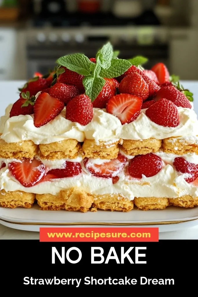 Indulge in this delightful strawberry shortcake icebox cake, the perfect no-bake dessert recipe for hot summer days! Layers of fresh strawberries, creamy mascarpone, and golden Oreo cookies come together in this easy icebox cake recipe. Ideal for gatherings or a sweet treat at home, this mascarpone strawberry cake will wow your guests. Don't miss out on making this refreshing summer dessert idea. Save and try it today! #StrawberryShortcake #IceboxCake #SummerDesserts #NoBakeDessert