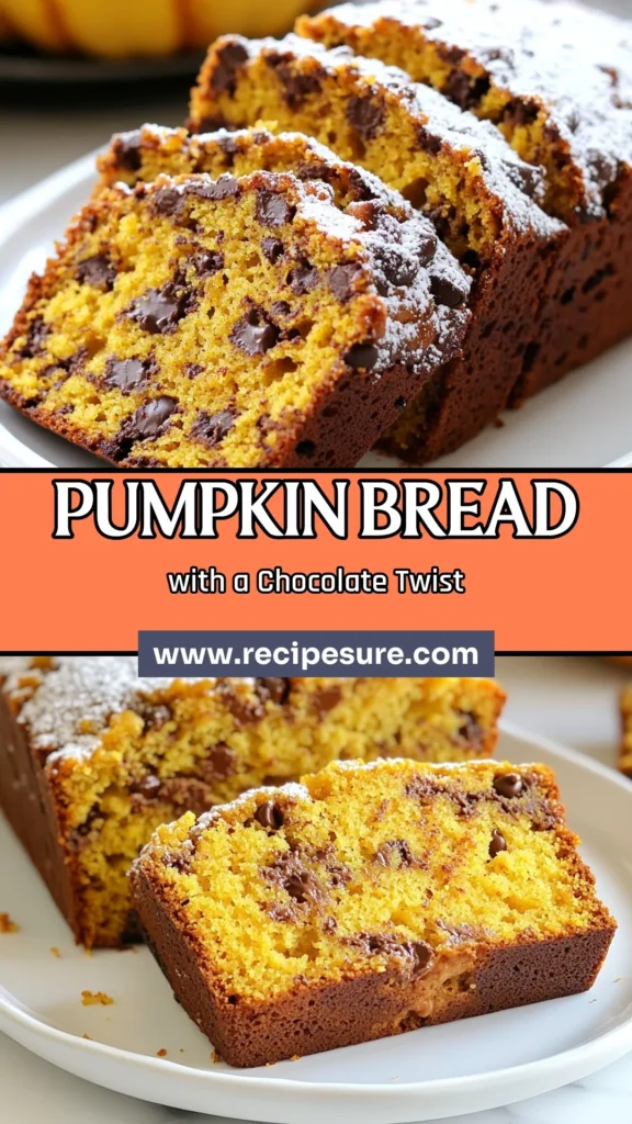 Indulge in the delightful flavors of fall with this easy pumpkin bread recipe featuring chocolate chip goodness! Our chocolate chip pumpkin bread is the best pumpkin bread with chocolate you’ll ever make. Perfect for cozy gatherings or as a treat for yourself, this homemade pumpkin bread blends warm spices and sweet chocolate. Bake it today and elevate your fall baking recipes! Save this recipe for later! #PumpkinBread #FallBaking #ChocolateChipPumpkinBread #HomemadeDesserts