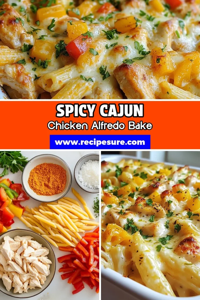 Indulge in the delightful flavors of Cajun Chicken Alfredo Bake! This creamy pasta bake combines tender baked chicken with zesty Cajun seasoning, making it an easy go-to in your dinner rotation. Packed with Parmesan cheese and vibrant veggies, it’s perfect for anyone seeking delicious baked chicken pasta recipes. Try this easy Cajun recipe tonight and impress your family! Save this for your next meal! #CajunChickennAlfredoBake #PastaBake #EasyCajunRecipes #BakedChickenPastaRecipes