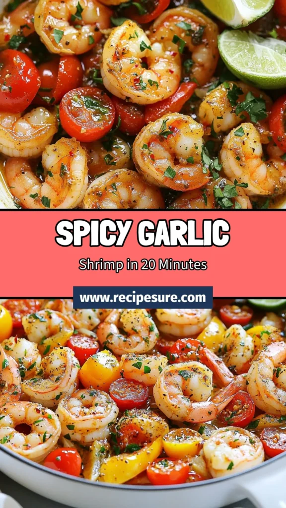 Discover this delicious spicy garlic shrimp recipe, perfect for a quick and flavorful skillet shrimp dinner. In just 20 minutes, you can enjoy an easy shrimp skillet that’s loaded with garlic shrimp and vibrant vegetables. This garlic shrimp with vegetables dish is ideal for your weeknight meals. Ready to try a new favorite? Save this recipe for a scrumptious shrimp dinner! #ShrimpRecipesForDinner #EasyShrimpSkillet #GarlicShrimp #SpicyGarlicShrimp
