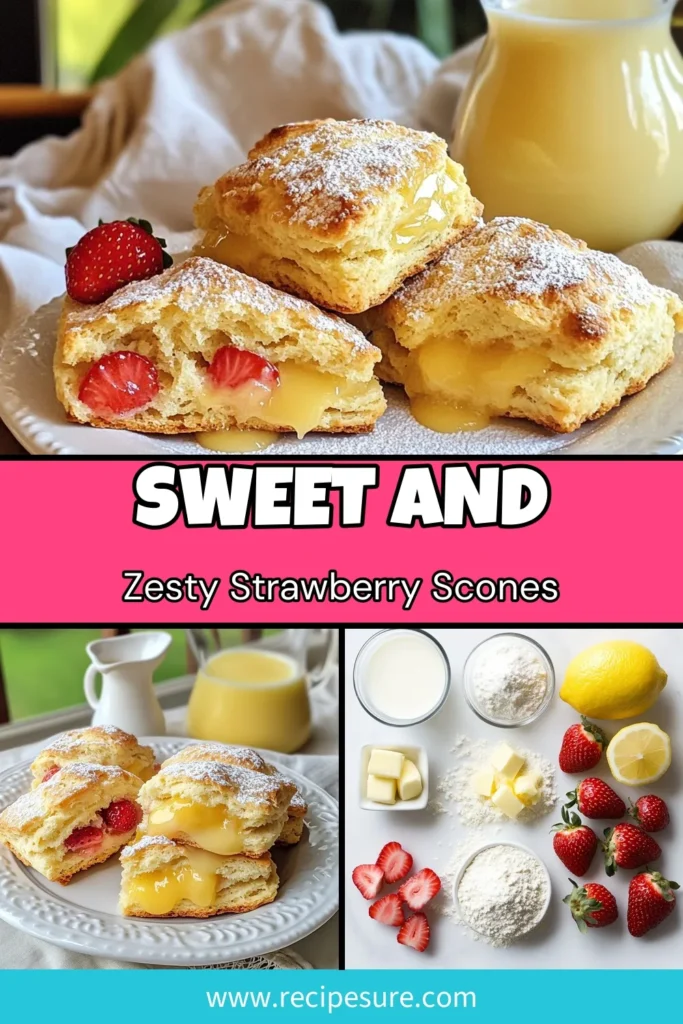 Indulge in the delightful flavors of Strawberry Lemonade Scones! This easy scone recipe with strawberries combines fresh strawberries and zesty lemon for a perfect treat. Try this Lemon Strawberry Scone Recipe for a sweet twist at breakfast or brunch. With just a few simple ingredients, you can bake Fresh Strawberry Scones that everyone will love. Don’t forget to save this recipe! #Scones #StrawberryDessert #Baking #EasyRecipes