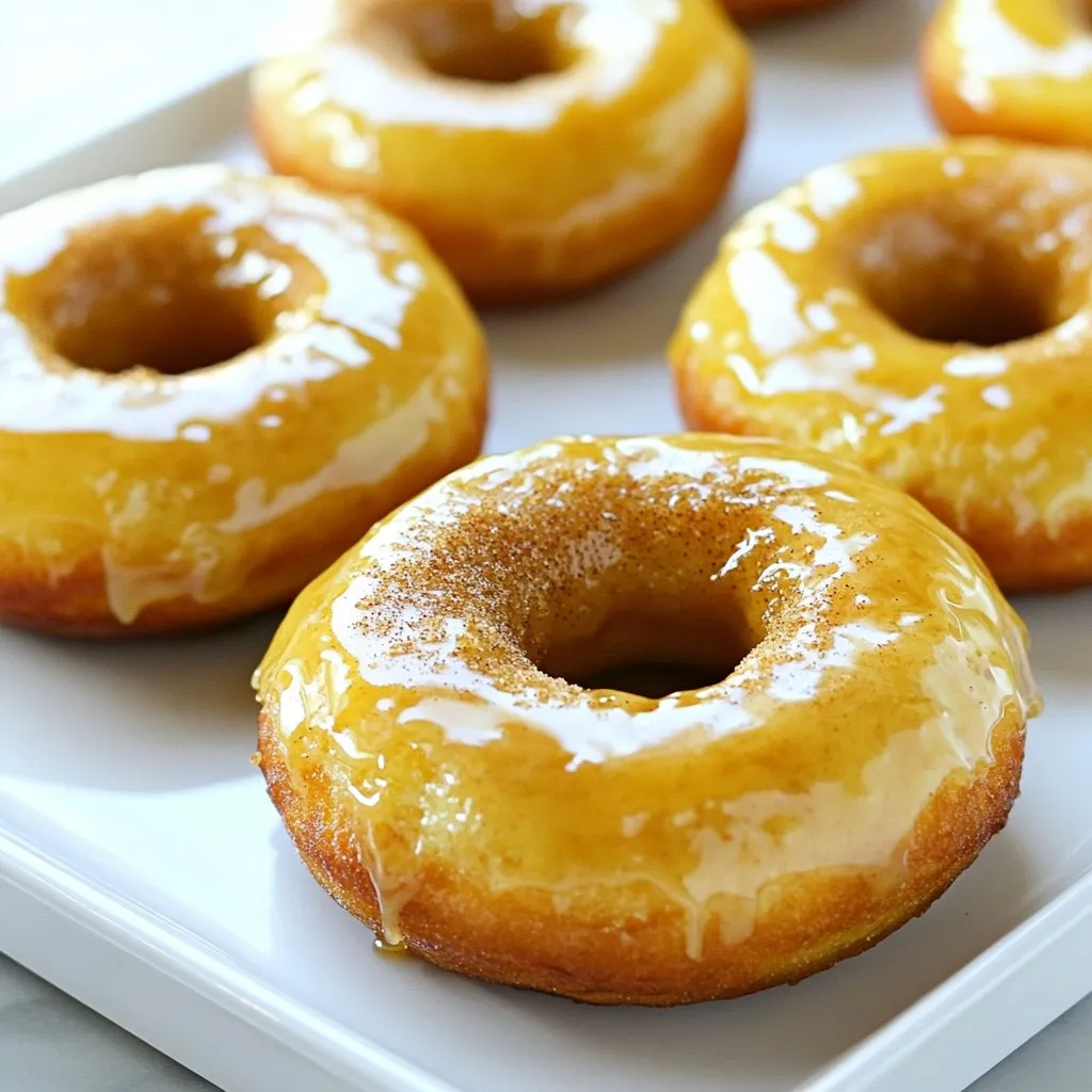 - Dry ingredients: - 2 cups all-purpose flour - 1 cup granulated sugar - 1/2 cup brown sugar, packed - 2 teaspoons baking powder - 1/2 teaspoon baking soda - 1/2 teaspoon salt - 1/2 teaspoon ground cinnamon - 1/2 teaspoon nutmeg - Wet ingredients: - 2 large eggs - 1/2 cup buttermilk - 1/4 cup unsalted butter, melted - 1 teaspoon vanilla extract - Glaze components: - 1 cup powdered sugar - 1/4 cup pure maple syrup Gather these ingredients before you start. Each one plays a key role in making the donuts soft and sweet. The mix of dry ingredients gives the donuts structure. The wet ingredients add moisture and flavor. The glaze adds that sweet touch we all love. Using fresh ingredients is always best. It helps your donuts taste amazing. If you can, get pure maple syrup. It makes a big difference in flavor. Enjoy the process of gathering these items. Your donuts will be worth the effort. {{ingredient_image_1}} 1. Preheat your oven to 375°F (190°C). Grease your donut pan with non-stick spray. This helps the donuts release easily. 2. In a large bowl, whisk together the dry ingredients. Combine 2 cups of flour, 1 cup of granulated sugar, 1/2 cup of packed brown sugar, 2 teaspoons of baking powder, 1/2 teaspoon of baking soda, 1/2 teaspoon of salt, 1/2 teaspoon of ground cinnamon, and 1/2 teaspoon of nutmeg. Mix well until smooth. 3. In another bowl, whisk together the wet ingredients. Use 2 large eggs, 1/2 cup of buttermilk, 1/4 cup of melted unsalted butter, and 1 teaspoon of vanilla extract. Make sure it is all blended nicely. 4. Pour the wet mixture into the dry mix. Gently fold the wet into the dry ingredients. Mix until just combined. Be careful not to overmix, or the donuts can become tough. The batter will be thick. 1. Transfer the batter into a piping bag. If you don't have one, use a large zip-top bag and cut a small hole at one corner. 2. Fill each cavity of the donut pan. Only fill them about 2/3 full. This allows space for the donuts to rise. 3. Bake in the preheated oven for 10-12 minutes. To check for doneness, insert a toothpick into the center. If it comes out clean, your donuts are ready! 1. While the donuts cool, make the maple glaze. In a bowl, whisk together 1 cup of powdered sugar and 1/4 cup of pure maple syrup. Keep mixing until smooth. If needed, adjust the thickness with more syrup or powdered sugar. 2. Once the donuts are cool, dip the top of each one into the glaze. Let any excess glaze drip off. 3. Place the glazed donuts on a wire rack. Allow the glaze to set for a few minutes before enjoying this sweet treat! Not overmixing is key for light donuts. When you mix the wet and dry ingredients, do it gently. This helps keep air in the batter. If you overmix, your donuts might turn out dense. The batter should be thick but smooth. If it seems too thick, you can add a splash of buttermilk to loosen it up. This small adjustment can make a big difference in texture. For the glaze, the right thickness matters. Start with 1 cup of powdered sugar and 1/4 cup of maple syrup. If it’s too thick, add more maple syrup a little at a time. If it’s too runny, mix in more powdered sugar. Aim for a smooth and shiny glaze. This gives your donuts that attractive finish. Pair your glazed donuts with coffee or tea. The flavors complement each other well. These donuts shine at breakfast, brunch, or as an afternoon snack. Serve them warm for the best taste. Your guests will love them! Pro Tips Use Fresh Ingredients: Always use fresh eggs and buttermilk for the best flavor and texture in your donuts. Don’t Overmix: When combining wet and dry ingredients, mix until just combined to keep your donuts light and fluffy. Cool Before Glazing: Allow your donuts to cool completely before dipping them in glaze to prevent it from melting off. Adjust Glaze Consistency: If your glaze is too thick, add a little more maple syrup; if too thin, add more powdered sugar to get the desired consistency. {{image_2}} You can change the flavor of your donuts easily. Try adding spices like cardamom or ginger. These spices give a warm and cozy taste. You can also mix in chocolate chips or nuts. These add a nice crunch and extra flavor. Each bite will be a fun surprise! If you want a different glaze, try a chocolate glaze. Simply melt chocolate and mix it with a bit of cream. This gives a rich taste that pairs well with the donuts. You can also use cream cheese frosting. It adds a creamy, tangy flavor that balances sweetness. Want a healthier donut? Use whole wheat flour instead of all-purpose flour. This adds fiber and makes the donut more filling. You can also reduce the sugar content. Try using less granulated sugar or brown sugar. This way, you can enjoy your treat without too much sweetness. To keep your maple brown sugar glazed donuts fresh for 1-2 days, store them in an airtight container. Line the bottom with a paper towel to absorb moisture. This will help keep the donuts soft and moist. Avoid stacking them to prevent sticking. If you want to save some donuts for later, freezing is a great option. First, let them cool completely. Then wrap each donut in plastic wrap and place them in a freezer bag. They will stay good for up to three months. To thaw, take them out and let them sit at room temperature for about 30 minutes. You can reheat them in the oven at 350°F for about 5-7 minutes to restore their warmth and texture. Maple brown sugar glazed donuts can last about 2 days at room temperature. If you store them in the fridge, they can last up to a week. Just remember, the glaze may soften over time. For the best taste, enjoy them fresh! Yes, you can use regular milk. Just add one tablespoon of vinegar or lemon juice to it. This will mimic buttermilk's tangy taste. Stir and let it sit for five minutes before using. Check for a golden brown color. Insert a toothpick into a donut. If it comes out clean, they are ready. Donuts should feel springy to the touch as well. You can prepare the batter a few hours in advance. Store it in the fridge until you are ready to bake. Just be sure to stir it gently before piping. Honey or agave syrup works well as a substitute. You can also use corn syrup for a similar texture. However, it will change the flavor a bit. In this blog post, we explored the essential ingredients for making delicious donuts. We walked through each step, from mixing the batter to glazing the finished product. You learned valuable tips to perfect donut texture and ways to customize flavors and glazes. Remember, the right storage keeps your treats fresh longer. With practice, you can create amazing donuts that everyone will love! Enjoy your baking adventure and share your creations with friends and family.