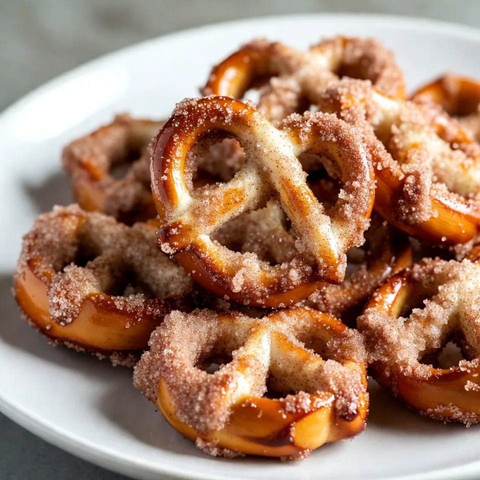 To make delicious cinnamon sugar pretzel bites, you need some simple ingredients. Here’s the list: - 1 ½ cups warm water (110°F to 115°F) - 2 tablespoons granulated sugar - 1 packet (2 ¼ teaspoons) active dry yeast - 4 cups all-purpose flour - ⅓ cup unsalted butter, melted - 1 teaspoon sea salt - ½ cup baking soda - 1 large egg, beaten - ½ cup granulated sugar (for coating) - 2 teaspoons ground cinnamon Each ingredient plays a key role in creating the perfect texture and flavor. The warm water helps activate the yeast. The sugar feeds the yeast, making it bubbly and alive. Active dry yeast is crucial for the dough to rise. All-purpose flour provides structure and chewiness. Melted butter adds richness, while sea salt enhances the taste. Baking soda is vital for that classic pretzel flavor. The beaten egg gives a shiny finish to the bites. Finally, the cinnamon and sugar coating makes them irresistible. Using good quality ingredients makes a big difference. Fresh yeast and pure cinnamon enhance the flavor. I recommend measuring everything carefully for the best results. Happy baking! {{ingredient_image_1}} 1. Start by taking a large mixing bowl. Combine 1 ½ cups of warm water with 2 tablespoons of granulated sugar. 2. Sprinkle 1 packet of active dry yeast on top and let it sit for about 5 minutes until it becomes frothy. 3. Next, add ⅓ cup of melted unsalted butter, 1 teaspoon of sea salt, and gradually mix in 4 cups of all-purpose flour. Stir well until a dough forms. 1. Now, place the dough on a floured surface. Knead it for about 5 to 7 minutes until it feels smooth and elastic. 2. Lightly grease a bowl and put the dough inside. Cover it with a kitchen towel and let it rise in a warm area for 1 hour, or until it doubles in size. 1. Preheat your oven to 425°F (220°C) and line a baking sheet with parchment paper. 2. In a large pot, bring 10 cups of water to a boil. Slowly add ½ cup of baking soda, being careful as it may bubble. 3. After the dough has risen, punch it down. Divide it into small pieces, about 1 inch each. Roll each piece into a small ball. 4. Boil the pretzel bites in the baking soda water for about 30 seconds. Use a slotted spoon to remove them and place them on the baking sheet. 5. Brush the tops with 1 beaten egg for a shiny finish. 6. In a small bowl, mix ½ cup of granulated sugar with 2 teaspoons of ground cinnamon. Sprinkle this mixture generously over the pretzel bites. 7. Bake in the preheated oven for 12 to 15 minutes, or until they turn golden brown. 8. Allow them to cool slightly before serving. Enjoy your delicious cinnamon sugar pretzel bites! To make great pretzel bites, the dough needs the right warmth. The ideal temperature for rising is between 80°F and 90°F. This warmth helps the yeast grow well. You can use your oven with the light on to create a warm spot. Kneading the dough is key. Knead it for about 5 to 7 minutes. Use your palms to push the dough away and fold it back. This builds strength and makes the dough smooth and elastic. A well-kneaded dough will rise nicely. Baking soda is vital in the boiling step. It gives the pretzels their classic brown color and unique taste. The alkalinity helps create that chewy texture we love. Make sure to add the baking soda carefully to avoid splashes. Timing is critical when boiling. Boil the pretzel bites for about 30 seconds. This short time helps set the outside while keeping the inside soft. After boiling, move them quickly to the baking sheet to avoid overcooking. Mixing sugar and cinnamon is simple. Use a ratio of 1 part cinnamon to 4 parts sugar. This blend balances sweetness with spice. If you want a stronger cinnamon flavor, add a bit more cinnamon. When applying the coating, do this right after baking. Brush the pretzel bites with melted butter first. This helps the sugar stick better. Sprinkle the cinnamon sugar generously over the warm pretzel bites for maximum flavor. Pro Tips Perfect Yeast Activation: Ensure your water is at the right temperature (110°F to 115°F) to properly activate the yeast for a fluffy dough. Don't Skip the Boil: Boiling the pretzel bites in baking soda water is crucial for that authentic pretzel flavor and texture. Egg Wash for Shine: Brushing the pretzel bites with beaten egg gives them a beautiful golden color and a shiny finish after baking. Fresh Cinnamon Sugar: Mix the cinnamon and sugar right before sprinkling to keep the flavors vibrant and aromatic. {{image_2}} You can easily make gluten-free pretzel bites. Use a 1:1 gluten-free flour mix. Look for brands like Bob's Red Mill or King Arthur. They work well and keep the texture nice. Be sure to check if the mix has xanthan gum. It helps with binding and gives a better chew. To make these vegan, you can swap the butter for coconut oil or vegan butter. For the egg, use a flax egg. Mix 1 tablespoon of ground flaxseed with 3 tablespoons of water. Let it sit for a few minutes until it thickens. This keeps the dough moist and binds it well. You can take these pretzel bites to the next level. Adding chocolate chips or caramel sauce can make them even sweeter. Just fold them into the dough before shaping. You can also experiment with nuts. Chopped pecans or almonds add a nice crunch and flavor. Try adding them into the dough or as a topping. To keep your cinnamon sugar pretzel bites fresh, use an airtight container. This keeps moisture out and helps maintain their soft texture. If you prefer, you can also use freezer bags. Just make sure to squeeze out the air before sealing. This method helps prevent freezer burn. When you want to enjoy your pretzel bites again, reheating them is key. The best way to do this is in the oven. Preheat your oven to 350°F (175°C). Place the pretzel bites on a baking sheet. Bake for about 5 to 10 minutes. This helps them regain their warm, chewy texture. Cinnamon sugar pretzel bites last about 2 to 3 days at room temperature. Keep them in an airtight container to maintain freshness. If you decide to freeze them, they can last up to 3 months. Just remember to thaw them in the fridge before reheating. Yes, you can use instant yeast. Instant yeast works faster than active dry yeast. You can skip the activation step. Just mix it with your dry ingredients. The rise time may be slightly shorter, so watch your dough. To adjust the size, simply change the dough pieces. For smaller bites, cut them into half-inch pieces. For larger bites, you can roll them into two-inch balls. Just remember, baking time may change as well. Keep an eye on them while baking. You can find premade cinnamon sugar pretzel bites at many grocery stores. Look in the frozen snack aisle or bakery section. Some local bakeries may also sell them fresh. Online retailers often carry them too, so check your favorite sites. You’ve learned how to make delicious cinnamon sugar pretzel bites from scratch. We covered the ingredients, step-by-step instructions, and tips for success. You can even try gluten-free or vegan versions. Store any leftovers properly and reheat them for the best taste. Each bite brings joy and warmth to snack time. Enjoy making these treats for yourself or to share!