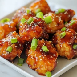 To make honey garlic glazed chicken bites, you need the following items: - 1 lb (450g) boneless, skinless chicken breasts, cut into bite-sized pieces - 1/4 cup honey - 1/4 cup soy sauce (low sodium preferred) - 3 cloves garlic, minced - 1 tablespoon fresh ginger, grated - 1 tablespoon olive oil - 1/2 teaspoon black pepper - 1/4 teaspoon red pepper flakes (optional) These ingredients create a tasty, sweet, and savory flavor that makes this dish stand out. Garnishes add a nice touch to your chicken bites. Here are a couple of suggestions: - 2 green onions, sliced - Sesame seeds These garnishes not only look good but also add texture and extra flavor. You can adjust some ingredients based on what you have on hand. Consider these swaps: - Use chicken thighs instead of breasts for a juicier bite. - Maple syrup can replace honey for a different sweetness. - Tamari sauce works well instead of soy sauce for a gluten-free option. Feel free to get creative with these substitutes. The essence of honey garlic glazed chicken bites will still shine through! {{ingredient_image_1}} To start, you need to marinate the chicken. Grab a medium bowl and mix these tasty ingredients: - 1/4 cup honey - 1/4 cup soy sauce - 3 cloves garlic, minced - 1 tablespoon fresh ginger, grated - 1 tablespoon olive oil - 1/2 teaspoon black pepper - 1/4 teaspoon red pepper flakes (if you like heat) Whisk these ingredients together until they blend well. Then, cut 1 pound of chicken breasts into bite-sized pieces. Place the chicken in the bowl and stir it with the marinade. Make sure each piece is coated. Cover the bowl with plastic wrap. Let it sit in the fridge for at least 30 minutes. For more flavor, let it marinate for up to 2 hours. This step is key! It makes your chicken juicy and full of flavor. Next, it’s time to cook the chicken. Heat a large non-stick skillet on medium-high heat. Take the marinated chicken out of the bowl, letting excess marinade drip off. Do not throw away the marinade! Add the chicken pieces to the hot skillet in a single layer. Cook for 4 to 6 minutes. Turn the chicken occasionally until it turns golden brown and is cooked through. After the chicken is ready, pour the reserved marinade into the skillet. Bring it to a simmer. Cook for another 2 to 3 minutes. This thickens the sauce and coats the chicken nicely. Stir it often. Now for the fun part—garnishing! Once the chicken is done cooking, take it off the heat. Sprinkle sliced green onions and sesame seeds on top. To make it look even nicer, serve the honey garlic glazed chicken bites on a decorative platter. You can add more green onions and sesame seeds if you want. Pair these bites with steamed rice or stir-fried veggies for a complete meal. Enjoy your tasty snack! To get the best flavor, marinate your chicken right. I like to mix honey, soy sauce, minced garlic, and grated ginger in a bowl. This mix gives the chicken a sweet and savory taste. Let the chicken soak in the marinade for at least 30 minutes. If you have time, two hours is even better. This longer soak helps the chicken absorb all those tasty flavors. When cooking, use a large non-stick skillet. Heat it over medium-high heat before adding your chicken. Make sure to remove excess marinade first. This helps the chicken sear well. Cook in a single layer for even results. Flip the pieces every few minutes until they turn golden brown. The chicken should be cooked through in about 4 to 6 minutes. Pour the reserved marinade in last. Let it simmer for a few minutes to thicken and coat the chicken. Presentation makes a meal special. Serve your honey garlic glazed chicken bites on a nice platter. Sprinkle sliced green onions and sesame seeds on top. This adds color and crunch. You can also pair them with steamed rice or stir-fried veggies for a full meal. Make sure to arrange everything neatly. A little extra care in serving can impress your guests! Pro Tips Marinate Longer for More Flavor: If time allows, marinate the chicken for up to 2 hours to deepen the flavor profile, making each bite more delicious. Use Fresh Ingredients: Opt for fresh garlic and ginger rather than pre-minced versions; the freshness will enhance the dish's overall taste. Cook in Batches: If your skillet is crowded, sear the chicken in batches. This ensures even cooking and a perfect golden-brown color. Adjust the Heat: For a spicier kick, increase the amount of red pepper flakes or add fresh chili slices into the marinade. {{image_2}} You can add veggies for a colorful twist. Try bell peppers, broccoli, or snap peas. Just chop them into bite-sized pieces. When cooking the chicken, add the vegetables to the skillet after the chicken is halfway cooked. This way, they get tender but stay crisp. The honey garlic sauce will coat the veggies nicely, making them tasty too. If you love heat, spice things up! Add more red pepper flakes to the marinade. You can also stir in some sriracha or chili garlic sauce. This will give your chicken bites a nice kick. Adjust the heat to your liking; start small and add more if needed. The sweetness of the honey balances the spice perfectly. Want to switch up the flavor? Try different sauces! You can use teriyaki sauce instead of soy sauce. For a tangy twist, mix in lime juice and zest. You can also add sesame oil for a nutty flavor. Experiment with herbs like cilantro or basil for fresh notes. These changes can make the dish feel new and exciting every time. After cooking, let the honey garlic glazed chicken bites cool to room temperature. Place them in an airtight container. Store them in the fridge for up to three days. Keep the chicken bites away from strong-smelling foods. This helps maintain their sweet and savory flavor. To freeze, allow the chicken bites to cool fully. Then, transfer them into a freezer-safe bag. Remove as much air as possible before sealing. You can freeze them for up to three months. When ready to eat, thaw in the fridge overnight for best results. Reheat chicken bites in a skillet over medium heat. Add a splash of water or broth to keep them moist. Stir occasionally for even heating. You can also use a microwave. Heat on medium power, checking every 30 seconds to avoid overcooking. Enjoy your tasty snack warm and saucy! To make Honey Garlic Chicken Bites gluten-free, swap standard soy sauce for gluten-free soy sauce or tamari. This simple change will keep the flavor rich while avoiding gluten. Always check labels to ensure no hidden gluten ingredients are in your sauces. Yes, you can use chicken thighs instead of chicken breasts. Thighs give a richer taste and stay moist. Cut them into bite-sized pieces to match the cooking time. This swap can enhance the dish's flavor and texture. You can serve these chicken bites with many sides. Steamed rice pairs well, soaking up the glaze. Stir-fried vegetables add color and crunch. You might also try a fresh salad for a light touch. For a fun twist, serve with toothpicks for easy snacking at gatherings. This blog post outlines how to make flavorful Honey Garlic Chicken Bites. We covered essential and optional ingredients, plus substitutes for flexible cooking. The step-by-step guide helps you marinate, cook, and finish your dish perfectly. Remember the tips for marinating, cooking, and presenting your bites, as they boost flavor and appearance. Explore variations to suit your taste, and follow storage tips to keep your dish fresh. With this knowledge, you can enjoy delicious chicken bites anytime. Happy cooking!