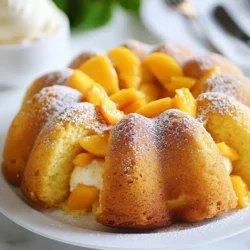 To make a Peach Cobbler Pound Cake, you need simple ingredients. Here’s what you will need: - 1 ½ cups unsalted butter, softened - 2 cups granulated sugar - 4 large eggs - 3 cups all-purpose flour - 1 tsp baking powder - ½ tsp baking soda - ½ tsp salt - 1 cup sour cream - 1 tsp vanilla extract - 2 cups fresh peaches, peeled and diced (or canned peaches, drained) - 1 tsp ground cinnamon - 1 tsp nutmeg - ½ cup brown sugar Each ingredient plays an important role. The butter gives the cake its rich flavor. Sugar adds sweetness and helps with browning. Eggs create a fluffy texture. Flour gives structure to the cake. Baking powder and baking soda help it rise. Salt enhances the flavors. Sour cream keeps the cake moist. Vanilla adds warmth and depth. Peaches bring a fresh, fruity taste. Cinnamon and nutmeg add warmth and spice. Brown sugar gives a nice caramel note. Using fresh peaches makes your cake taste great. Canned peaches are a good alternative if fresh ones aren't available. Make sure to drain the canned peaches well. This keeps your cake from getting too soggy. Gather these ingredients before you start. It makes the baking process easier and more fun! {{ingredient_image_1}} First, set your oven to 350°F (175°C). This is the perfect temperature for baking. Next, prepare a 10-inch bundt pan. Grease it well and dust it with flour. This step helps prevent the cake from sticking. Take your diced peaches and place them in a bowl. Add 1 tablespoon of flour, ground cinnamon, nutmeg, and brown sugar. Stir the mixture well. This coating helps the peaches stay in place when baking. In a large mixing bowl, add softened unsalted butter and granulated sugar. Use a hand mixer to beat them together. Mix until the mixture is light and fluffy. This should take about 5 minutes. Now, add the eggs one by one. Mix well after each addition. This ensures the eggs blend perfectly into the batter. In a separate bowl, whisk together all-purpose flour, baking powder, baking soda, and salt. This step makes sure your dry ingredients are well mixed. Gradually add the dry mix to the butter mixture. Do this slowly, alternating with sour cream and vanilla extract. Start and end with the flour mix. Mix just until combined. Then, gently fold in the peach mixture. Be careful not to overmix, as this can make the cake tough. Pour the batter into your prepared bundt pan. Use a spatula to smooth the top. Bake in the preheated oven for about 55-60 minutes. Check doneness by inserting a toothpick into the center. It should come out clean. Once baked, let the cake cool in the pan for about 15 minutes. After that, invert it onto a wire rack to cool completely. If you want an extra touch, mix powdered sugar with a little milk for a glaze. Drizzle this over the cooled cake before serving. To make a soft and fluffy pound cake, follow these steps closely. First, ensure your butter is soft, but not melted. This helps it mix well with sugar. Cream the butter and sugar until it turns light and fluffy. This may take about five minutes. Next, add the eggs one by one, mixing well after each. This adds air and lifts the cake. Avoid overmixing the batter. This can make your cake dense. Mix just until combined, especially when adding flour. Another mistake is improper measuring. Use dry measuring cups for flour and sugar. For liquids, use a liquid measuring cup. Always level off flour with a knife for accuracy. Serve slices warm for the best flavor. Pair the cake with a scoop of vanilla ice cream. The cold ice cream contrasts nicely with the warm cake. You can also add whipped cream on top. For a lovely touch, garnish with fresh peach slices and a sprinkle of cinnamon. This makes your dessert look and taste even better! Pro Tips Choose Ripe Peaches: Use fresh, ripe peaches for the best flavor. They should be slightly soft to the touch and fragrant. Room Temperature Ingredients: Ensure all ingredients are at room temperature, especially eggs and butter, for a smoother batter and better rise. Don't Overmix: Gently fold the peach mixture into the batter to avoid overmixing, which can lead to a dense cake. Storage Tips: Store any leftovers in an airtight container at room temperature for up to 3 days or refrigerate for longer freshness. {{image_2}} You can swap peaches for other fruits. Some great choices include: - Apples - Pears - Cherries - Berries - Plums Each fruit brings a unique taste. For example, berries add a tartness that works well with the cake's sweetness. You can also mix fruits for a fun twist. Try adding spices or extracts for new flavors. Here are a few ideas: - Almond extract for a nutty touch - Lemon zest for brightness - Ginger for warmth - Cardamom for a unique flair A small amount can change the whole cake. Experimenting with these flavors can surprise your guests! You can adapt this recipe for different diets. To make it gluten-free: - Use a gluten-free flour blend instead of all-purpose flour. For a dairy-free option: - Substitute the butter with coconut oil. - Use dairy-free yogurt instead of sour cream. These swaps keep the cake tasty while meeting dietary needs. Enjoy your baking! To keep your Peach Cobbler Pound Cake fresh, first let it cool completely. Then, wrap it tightly in plastic wrap or place it in an airtight container. This way, the cake will stay moist and tasty. Store it in the fridge for up to 5 days. If you want to enjoy it later, freezing is a great option. To freeze slices, wrap each piece in plastic wrap. Then, place them in a freezer-safe bag. If you want to freeze the whole cake, wrap it well in plastic wrap and foil. This prevents freezer burn. You can freeze the cake for up to 3 months. When you are ready to enjoy, just thaw it in the fridge overnight. In the fridge, your Peach Cobbler Pound Cake lasts about 5 days. If you freeze it, it can stay fresh for up to 3 months. Always check for signs of spoilage before serving. If it smells or looks odd, it’s best to toss it. Enjoy your delicious cake while it’s fresh! Pound cake has a dense texture. It uses equal parts butter, sugar, eggs, and flour. Regular cake may use different ratios for a lighter texture. Pound cake often has a richer taste. It is perfect for serving with fruit or cream. Yes, you can use frozen peaches. Just make sure to thaw and drain them first. This keeps the cake from becoming too wet. The flavors will still be great, even with frozen fruit. Check the cake after 55 minutes. Insert a toothpick into the center. If it comes out clean, the cake is done. If it has batter on it, bake for a few more minutes. Keep checking until it's ready. I love serving this cake warm with vanilla ice cream. Whipped cream also pairs well. Fresh peach slices add a nice touch. A sprinkle of cinnamon enhances the flavor, too. Yes, you can make this cake a day ahead. Store it in an airtight container at room temperature. You can also freeze it for longer storage. Just thaw it overnight in the fridge before serving. This blog post shared the steps and ingredients for making a delicious peach cobbler pound cake. We explored the key ingredients, easy instructions, and tips to avoid common mistakes. Remember, every detail counts to get that perfect texture. Feel free to use other fruits or adjust for dietary needs. You can store leftovers or even freeze slices for later. Baking this cake can bring joy to your kitchen. Enjoy each bite, and share your yummy results with friends and family!