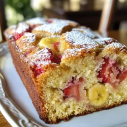 To make the best strawberry banana bread, gather these simple ingredients: - 2 ripe bananas, mashed - 1 cup fresh strawberries, hulled and sliced - 1/3 cup melted coconut oil - 1/2 cup brown sugar - 1/4 cup granulated sugar - 2 large eggs - 1 teaspoon vanilla extract - 1 teaspoon baking soda - 1/2 teaspoon salt - 1 1/2 cups all-purpose flour - 1/2 teaspoon ground cinnamon (optional) - 1/2 cup chopped walnuts or pecans (optional) These ingredients work together to create a moist and tasty bread. The ripe bananas add natural sweetness, while the strawberries bring a fresh flavor. Coconut oil helps keep the bread soft. The sugars provide the perfect balance of sweetness. You can also mix in nuts for a nice crunch. When picking strawberries, choose ones that are bright red and firm. For bananas, look for ones with brown spots. These are the sweetest. Each ingredient plays a role in making your bread delicious. {{ingredient_image_1}} 1. Start by preheating your oven to 350°F (175°C). Grease a 9x5-inch loaf pan. 2. In a bowl, mash the ripe bananas. Mix in the melted coconut oil until smooth. 3. Stir in the brown sugar and granulated sugar. Make sure it’s well blended. 4. Add the eggs and vanilla extract. Whisk the mixture until it’s light and fluffy. 5. In another bowl, whisk the flour, baking soda, salt, and cinnamon together. 1. Gradually fold the dry ingredients into your wet mixture. Stop mixing as soon as it comes together. 2. Gently fold in the sliced strawberries and nuts. Make sure they are evenly mixed. 3. Pour the batter into the prepared loaf pan. Spread it out evenly. 4. Bake for 55-65 minutes. Use a toothpick to check if it’s done. 1. Let the bread cool in the pan for about 10 minutes. 2. Carefully move it to a wire rack to cool completely before slicing. - Ensuring the right banana ripeness Use ripe bananas for the best flavor. Look for bananas with brown spots. These will be sweet and soft, perfect for mashing. If your bananas are not ripe, you can speed this up. Place them in a paper bag for a day or two. - Achieving the perfect texture The key to great banana bread is not overmixing. Mix until the flour is just combined. This keeps your bread light and fluffy. If you want a moist texture, add a bit more coconut oil. - Presentation tips Slice the bread and serve warm. Dust it with powdered sugar for a nice touch. You can also add whipped cream or a scoop of ice cream on the side. This makes it feel special. - Pairing it with beverages Strawberry banana bread is great with tea or coffee. Try it with a glass of milk for a fun twist. The flavors blend well and make for a tasty snack. - Common baking issues and how to resolve them If your bread is too dry, you may have mixed too much. Check your oven temp; it may be too high. If it sinks in the middle, it may need more baking time. Always use a toothpick to test for doneness. Pro Tips Use Ripe Bananas: The riper the bananas, the sweeter your bread will be! Look for bananas with brown spots for the best flavor. Don’t Overmix: When combining the wet and dry ingredients, mix just until incorporated. Overmixing can result in a dense bread. Customize with Nuts: Add your favorite nuts like walnuts or pecans for added crunch and flavor, or leave them out for a nut-free version. Check for Doneness: Ovens can vary, so check your bread a few minutes early. A toothpick inserted in the center should come out clean. {{image_2}} You can make this bread gluten-free! To do this, swap all-purpose flour for gluten-free flour. Many blends work well. Look for one with xanthan gum for better texture. You can also use almond flour or coconut flour. If you use coconut flour, reduce the amount since it absorbs more moisture. Want a vegan version? You can replace the eggs with flax eggs. Mix 1 tablespoon of flaxseed meal with 2.5 tablespoons of water. Let it sit for five minutes to thicken. For the dairy, use almond milk or coconut yogurt instead of regular yogurt. This keeps the bread moist and tasty. Want to change it up? Try adding different fruits like blueberries or raspberries. You can also mix in nuts, such as walnuts or pecans, for crunch. If you love chocolate, add chocolate chips! A little cinnamon can enhance flavors too. Each variation adds a new twist to your strawberry banana bread. I recommend storing your strawberry banana bread on the countertop. Wrap it well in plastic wrap or foil. This keeps the bread fresh and moist. If you live in a hot or humid area, use the fridge. The cold helps fight mold. Just remember, the fridge can make the bread a bit dry. To freeze your bread, let it cool completely first. Then, wrap it tightly in plastic wrap. Place the wrapped bread in a freezer bag. This keeps out air and prevents freezer burn. When you're ready to enjoy it, thaw it overnight in the fridge. You can also take it out and let it thaw on the counter for a few hours. In a cool, dry place, the bread lasts about 2 to 3 days. If kept in the fridge, it can stay fresh for a week. When frozen, it can last for up to 3 months. Just remember to check for any signs of spoilage before you eat it. Enjoy your delicious strawberry banana bread! To ripen bananas fast, place them in a brown paper bag. This traps ethylene gas, which speeds up ripening. Adding an apple or a tomato can work even better. Check the bananas daily until they reach the right softness. Yes, you can use frozen strawberries. Just thaw and drain them first. This helps keep the bread from getting too wet. Fresh strawberries give a nice texture, but frozen work too! To test if the bread is done, insert a toothpick into the center. If it comes out clean, the bread is ready. If it has wet batter on it, bake for a few more minutes. Absolutely! You can use vegetable oil, canola oil, or melted butter. Each will change the flavor a bit, but they will all work well. Many flavors complement strawberry banana bread. Try adding walnuts or pecans for crunch. You can also use spices like cinnamon or nutmeg for warmth. Chocolate chips can add a sweet touch, too! This blog taught you how to make delicious strawberry banana bread. We covered ingredients, steps, and tips for the best result. Remember, using ripe bananas is key for taste and texture. You can also try different variations, like gluten-free or vegan options. Proper storage helps keep the bread fresh longer. Now, you have all you need to bake and enjoy this treat any time you want. Happy baking!