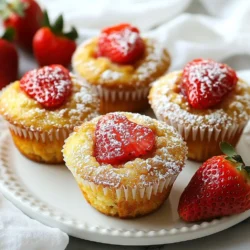 To make tasty strawberry banana oat muffins, you need a few key items: - 1 cup rolled oats - 1 cup whole wheat flour - 1/2 cup brown sugar - 2 ripe bananas, mashed - 1 cup fresh strawberries, hulled and chopped - 1/2 cup Greek yogurt - 1/4 cup honey - 1/4 cup milk (dairy or plant-based) - 2 large eggs - 1 teaspoon baking powder - 1/2 teaspoon baking soda - 1/2 teaspoon salt - 1 teaspoon vanilla extract - Optional: 1/2 teaspoon cinnamon These ingredients work well together. The oats give texture, while bananas and strawberries add natural sweetness. You can easily adapt this recipe for different diets. Here are some ideas: - Gluten-Free: Use gluten-free oats and flour. - Dairy-Free: Substitute Greek yogurt with almond or coconut yogurt. - Lower Sugar: Reduce brown sugar or use a sugar substitute. These substitutions keep the muffins tasty while fitting your needs. Want to get creative? You can add extras for more flavor: - Chopped nuts like walnuts or pecans - Chocolate chips for sweetness - A dash of cinnamon for warmth Feel free to mix and match these options. They can elevate your muffins to new heights! {{ingredient_image_1}} Start by preheating your oven to 350°F (175°C). Prepare your muffin tin by greasing it lightly or using muffin liners. This step keeps the muffins from sticking and makes cleanup easy. In a large bowl, combine 1 cup of rolled oats, 1 cup of whole wheat flour, and 1/2 cup of brown sugar. Add 1 teaspoon of baking powder, 1/2 teaspoon of baking soda, 1/2 teaspoon of salt, and, if you like, 1/2 teaspoon of cinnamon. Mix these dry ingredients well. This mix forms the base of your muffins. In another bowl, mash 2 ripe bananas. Then add 1/2 cup of Greek yogurt, 1/4 cup of honey, and 1/4 cup of milk. Also include 2 large eggs and 1 teaspoon of vanilla extract. Whisk these wet ingredients until they blend smoothly. This mixture adds moisture and flavor to your muffins. Pour the wet mix into the dry ingredients. Stir gently until just combined. Be careful not to overmix; lumps are okay. Now, fold in 1 cup of chopped fresh strawberries. This fruit adds a burst of flavor. Spoon the batter into the muffin tin, filling each cup about 3/4 full. Bake for 18 to 22 minutes. Check with a toothpick; it should come out clean. Let the muffins cool for 5 minutes in the tin before moving them to a rack. Enjoy your fresh, strawberry banana oat muffins! To make the best muffins, follow a few key steps. First, do not overmix your batter. Overmixing can lead to tough muffins. Stir gently until the ingredients just come together. Second, fill each muffin cup about 3/4 full. This allows the muffins to rise nicely. Lastly, check for doneness by inserting a toothpick in the center. If it comes out clean, your muffins are ready. Store your muffins in an airtight container. They stay fresh for up to three days at room temperature. If you want to keep them longer, freeze the muffins. Wrap each muffin in plastic wrap, then place them in a freezer bag. To reheat, simply microwave for 15-20 seconds or bake at 350°F (175°C) for about 5-10 minutes. Watch out for a few common mistakes. First, using old baking powder or baking soda can lead to flat muffins. Always check the expiration date. Second, make sure your bananas are ripe. Ripe bananas add moisture and sweetness. Finally, avoid opening the oven door too soon. This can cause the muffins to sink. Wait until they have baked for at least 15 minutes before checking. Pro Tips Use Ripe Bananas: The riper the bananas, the sweeter and more flavorful your muffins will be. Look for bananas with plenty of brown spots for the best results. Don’t Overmix: To keep your muffins light and fluffy, mix the wet and dry ingredients just until combined. Overmixing can lead to dense muffins. Customize Your Mix-ins: Feel free to add nuts, seeds, or other fruits to the batter for extra texture and flavor. Just be sure to adjust the quantity so the muffins don’t become too heavy. Store Properly: Keep your muffins in an airtight container at room temperature for up to 3 days. For longer storage, freeze them and reheat as needed. {{image_2}} To make these muffins gluten-free, you can swap the whole wheat flour for gluten-free flour. Look for a blend that works well for baking. This change keeps the muffins light and fluffy. You can also check that your oats are certified gluten-free. This simple swap allows you to enjoy these muffins without worry. If you want to make the muffins vegan, replace the eggs with flaxseed meal. Mix 1 tablespoon of flaxseed meal with 2.5 tablespoons of water. Let it sit for a few minutes until it thickens. You can also substitute Greek yogurt with a plant-based yogurt. For honey, use maple syrup or agave syrup. These swaps keep the muffins tasty and dairy-free. You can change the flavor of your muffins by adding extras. Try mixing in chocolate chips for a sweet twist. Nuts like walnuts or pecans bring a nice crunch. You can also add coconut or dried fruit for extra flavor. Each variation adds a unique touch to the muffins, making them fun to enjoy. To keep your Strawberry Banana Oat Muffins fresh, let them cool completely. Place them in an airtight container. This will help keep them soft and tasty. If you want to keep them longer, consider wrapping them in plastic wrap first. Always store muffins at room temperature for the best texture. Freezing muffins is easy and great for meal prep. First, let the muffins cool. Then, wrap each muffin in plastic wrap. Place them in a freezer-safe bag or container. Make sure to label it with the date. You can freeze muffins for up to three months. When stored properly, these muffins last about three days at room temperature. If refrigerated, they stay fresh for about a week. However, freezing is the best way to keep them for longer. The muffins will taste great even after a month in the freezer. Enjoy them anytime! You can check if the muffins are done by using a toothpick. Insert it into the center of a muffin. If it comes out clean, the muffins are ready. You can also look for a golden-brown color on top. The edges might pull away from the pan slightly, too. Baking usually takes 18-22 minutes at 350°F (175°C). Yes, you can replace oats with another flour, but it may change the texture. If you want to use all-purpose flour instead, use the same amount. The muffins may not be as hearty, but they will still taste great. You could also try oat flour for a gluten-free option. Just make sure to adjust the liquid as needed. If you don’t have Greek yogurt, you can use regular yogurt or a dairy-free option like coconut yogurt. Applesauce can also work as a substitute, but it might change the flavor slightly. Silken tofu blended until smooth is another great option for a creamy texture. To make the muffins less sweet, you can cut back on the brown sugar and honey. Try using just 1/4 cup of brown sugar and omit the honey. You can also replace the bananas with less ripe ones, as they are sweeter. Adding nuts can balance the sweetness, too. Now you have a complete guide for making strawberry banana oat muffins. We've covered the key ingredients, step-by-step instructions, useful tips, and fun variations. You can enjoy these muffins in many ways, whether you're gluten-free or vegan. Remember to store them properly for the best taste. Happy baking! Enjoy these delicious muffins with family or friends. You now have the skills to create a tasty treat that everyone will love.