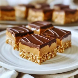 In this recipe, you need a few simple ingredients to create tasty no-bake peanut butter bars. Each ingredient plays an important role in flavor and texture. Here’s what you need: - 1 cup peanut butter (creamy or crunchy) - 1/2 cup honey or maple syrup - 1/4 cup coconut oil, melted - 2 cups rolled oats - 1/2 cup crispy rice cereal - 1/2 cup dark chocolate chips - 1/4 teaspoon salt - Optional: 1/2 teaspoon vanilla extract The peanut butter gives a rich, nutty flavor. You can choose creamy for smooth bars or crunchy for extra texture. Honey or maple syrup adds sweetness and binds the mixture. Melted coconut oil helps everything mix well and adds a hint of tropical flavor. Rolled oats give bulk and chewiness. Crispy rice cereal adds a delightful crunch. Dark chocolate chips make the bars sweet and rich. The salt enhances all the flavors. If you enjoy vanilla, add it for a nice touch. With these ingredients, you can make a treat that’s both easy and delicious! {{ingredient_image_1}} 1. Start by mixing your wet ingredients. In a large bowl, combine 1 cup of peanut butter, 1/2 cup of honey (or maple syrup), and 1/4 cup of melted coconut oil. If you want, add 1/2 teaspoon of vanilla extract for extra flavor. Mix these together until the mixture is smooth. 2. Next, you will incorporate the dry ingredients. Add 2 cups of rolled oats, 1/2 cup of crispy rice cereal, and 1/4 teaspoon of salt to the wet mixture. Stir until everything is evenly coated. 3. Now, it's time to line your baking dish. Use an 8x8-inch dish and line it with parchment paper. Leave some paper hanging over the sides. This makes it easy to lift out the bars later. 4. Pour the peanut butter mixture into the lined dish. Use a spatula or your hands to press the mixture down firmly. Make sure it is even and compact for the best results. 5. To melt the chocolate, grab 1/2 cup of dark chocolate chips. Place them in a microwave-safe bowl. Heat them in the microwave in 30-second intervals. Stir between each interval until the chocolate is smooth and fully melted. 6. Once your chocolate is melted, pour it over the pressed peanut butter layer. Spread it evenly using a spatula. 7. Now, place the dish in the refrigerator. Let it chill for at least 1-2 hours, or until the bars are firm. 8. After they have set, lift the bars out of the dish using the parchment paper overhang. Cut them into squares or rectangles. Enjoy your tasty no-bake peanut butter bars! To make these no-bake peanut butter bars shine, you need to mix well. Start with the wet ingredients: peanut butter, honey, and melted coconut oil. Stir until smooth. Next, add the rolled oats and crispy rice cereal. Mix until every bit is coated. This ensures even flavors in every bite. Pressing the mixture tightly is key. Use a spatula or your hands to pack it down. The firmer you press, the better the bars will hold together. This step makes a big difference in how they cut. You might want to change up some ingredients. For sweeteners, honey and maple syrup work great. If you prefer a different nut butter, any nut butter can work. Almond or cashew butter are tasty alternatives. When it comes to chocolate, feel free to swap. Milk chocolate or even white chocolate can add a new flavor. Just remember to melt it gently so it stays smooth. Presentation can make your bars even more appealing. You can sprinkle crushed nuts on top for a crunchy touch. A drizzle of melted chocolate also adds a nice look. Arrange the bars on a pretty platter to impress your guests. They will love the extra effort! Pro Tips Use Natural Peanut Butter: Opt for natural peanut butter without added sugars or oils for a healthier option and to enhance the flavor of your bars. Chill for Best Texture: Make sure to refrigerate the bars long enough for them to set properly; this will give them a firmer texture that’s easier to cut. Customize with Mix-Ins: Feel free to add your favorite mix-ins like dried fruits, nuts, or seeds to make these bars even more delicious and nutritious. Store Properly: Keep the bars stored in an airtight container in the fridge for up to a week to maintain their freshness and avoid them becoming too soft. {{image_2}} You can boost the flavor of your no-bake peanut butter bars. Try adding mix-ins like dried fruit or nuts. Dried cranberries or raisins add sweetness. Chopped almonds or walnuts give a nice crunch. You can also play with spices. A sprinkle of cinnamon can add warmth and depth. Experiment with these flavors to find your favorite. If you want a healthier treat, switch to natural sweeteners. Honey is great, but you can use maple syrup too. For lower sugar, try using low-sugar chocolate chips. You can find these in stores or online. These small changes can make your bars a bit better for you. Do you need gluten-free or vegan options? It's easy! Just use gluten-free oats for a safe choice. For a vegan version, swap honey for maple syrup. You can also find peanut butters that are vegan-friendly. These simple swaps make your bars fit into different diets while keeping them tasty. To keep your no-bake peanut butter bars fresh, use an airtight container. Glass or plastic containers work well. If you stack the bars, place parchment paper between layers. This helps prevent sticking. These bars can last up to one week in the fridge. If you want to store them longer, freeze them. They stay fresh for up to three months in the freezer. Just wrap them well in plastic wrap and then in foil. Cut the bars into squares for easy serving. One or two bars make a nice snack. You can serve them plain or with fresh fruit. They pair well with a glass of milk or a warm cup of tea. Enjoy your tasty treat! No-bake peanut butter bars last about one week when stored properly. Keep them in an airtight container in the fridge. This helps keep them fresh and tasty. If you notice any changes in smell or texture, it’s best to throw them away. Yes, you can freeze these bars for up to three months. Wrap each bar in plastic wrap, then place them in a freezer-safe container. When you want to eat one, take it out and let it thaw in the fridge overnight. This keeps the texture nice. You can use natural peanut butter, but it might change the texture. Natural peanut butter has less oil and can be thicker. If you choose it, mix in a bit more coconut oil. This helps keep the bars smooth and easy to cut. Yes, refrigerating the bars is important. It helps them set and keeps them firm. Without refrigeration, they might become too soft and hard to handle. So, for best results, always store them in the fridge. In this blog post, we've covered how to make tasty no-bake peanut butter bars. You learned about the key ingredients and followed simple steps to create these treats. I shared tips for perfect bars, plus variations to suit your taste. Remember, you can use different ingredients and store the bars properly for the best taste. Enjoy making these delicious snacks! They are easy and fun to share. Happy snacking!
